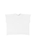 Raw Edge Boxy Non-Shrink T-Shirt – White front view