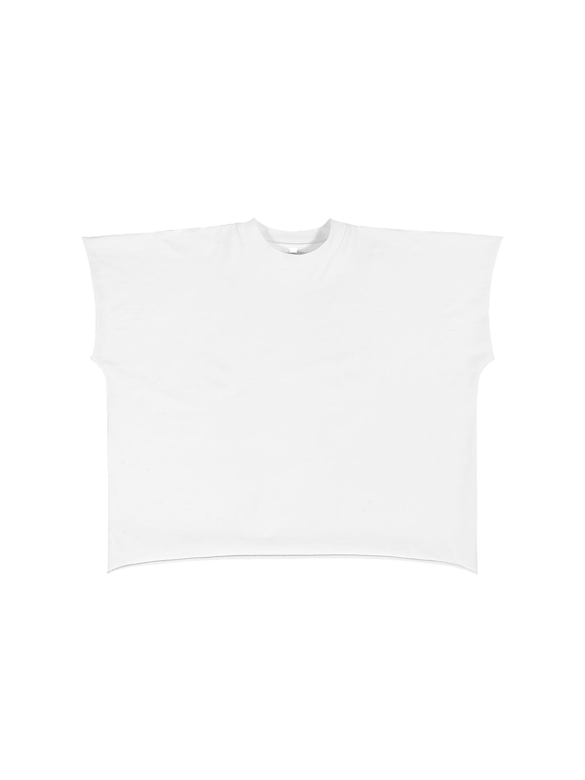 Raw Edge Boxy Non-Shrink T-Shirt – White front view