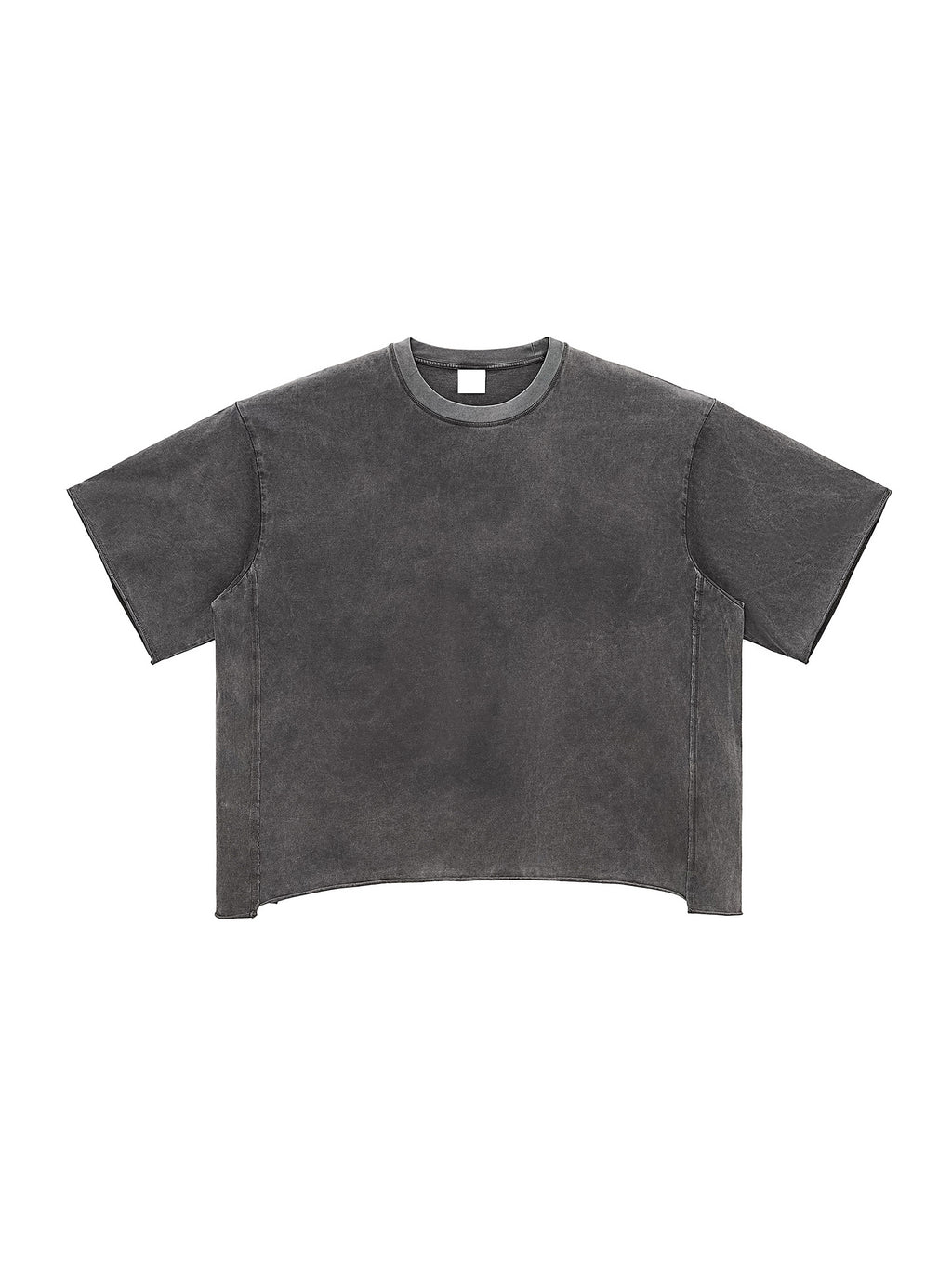 Raw Edge Snow Washed Boxy T-Shirt – Gray front view