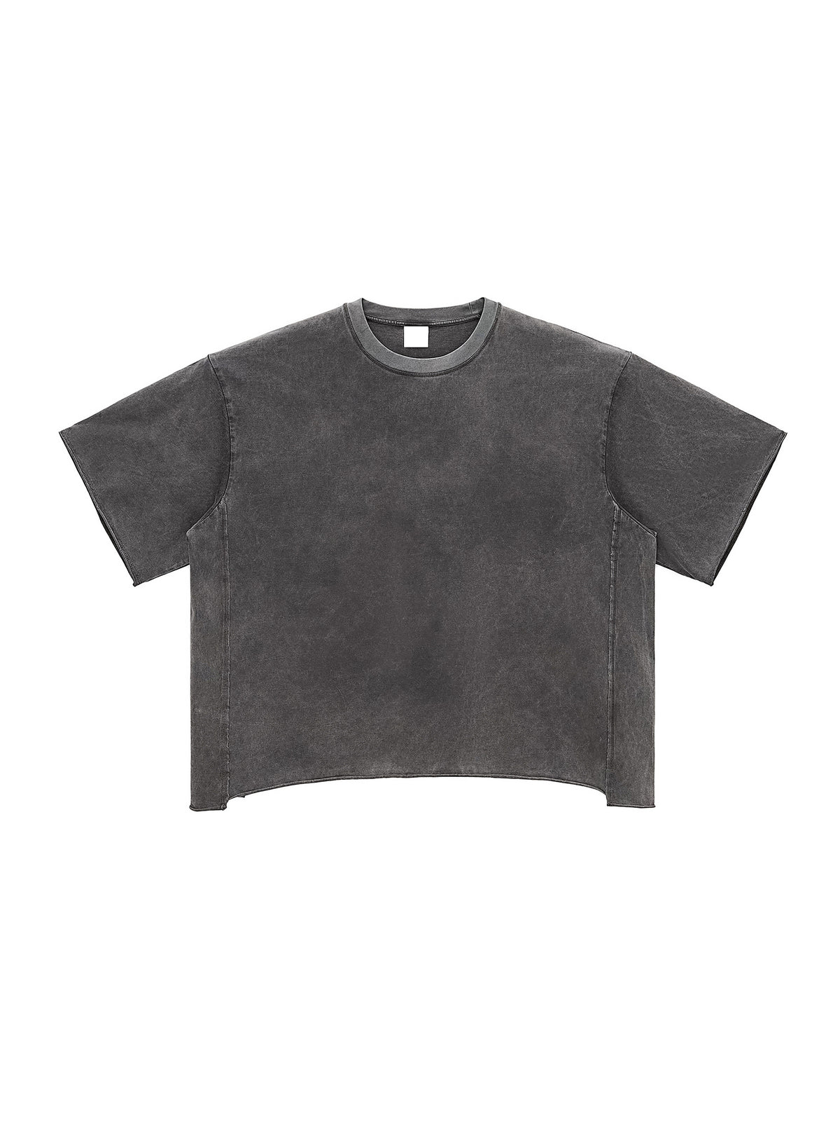 Raw Edge Snow Washed Boxy T-Shirt – Gray front view
