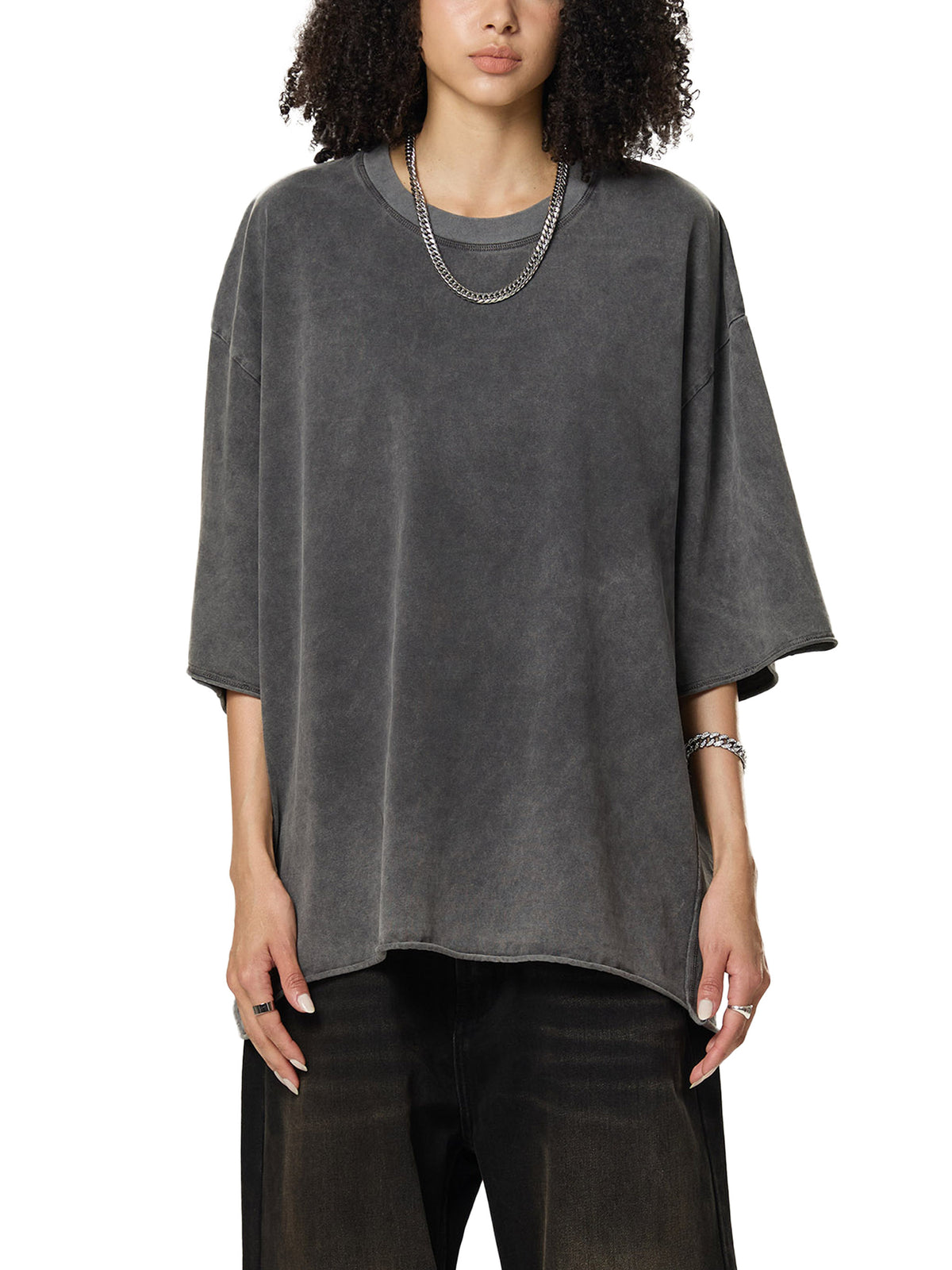 Raw Edge Snow Washed Boxy T-Shirt gallery image 8