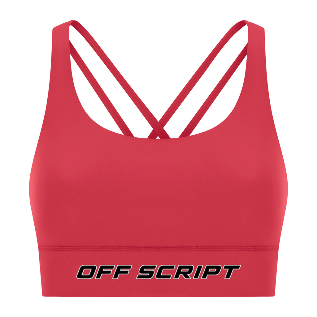 Strappy Criss-Cross Sports Bra - Red front mockup