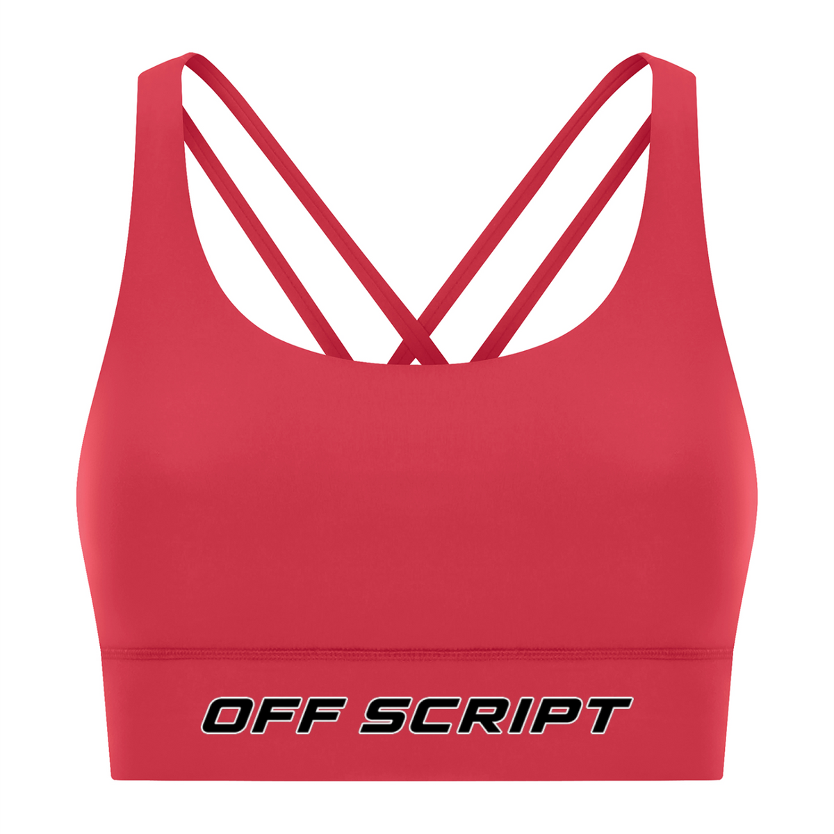 Strappy Criss-Cross Sports Bra - Red front mockup