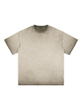 Reverse Dyed Loose Cotton T-Shirt – Khaki front view