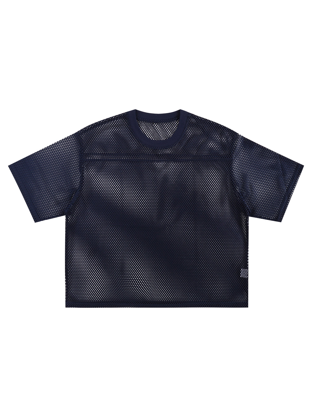 See-through Boxy Net T-Shirt – Blue front view