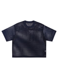 See-through Boxy Net T-Shirt – Blue front view