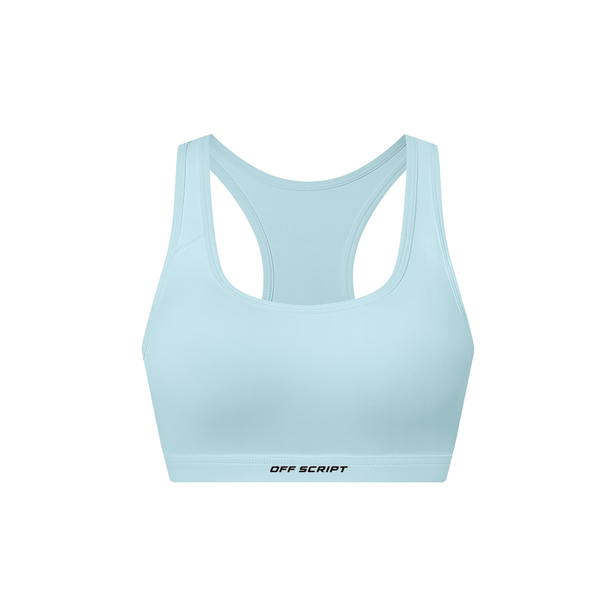 Off Script Women's Cropped Sports Bra - Sky Blue front mockup