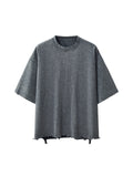Snow Wash Raw-Hem Boxy T-Shirt – Washed Cement Gray front view