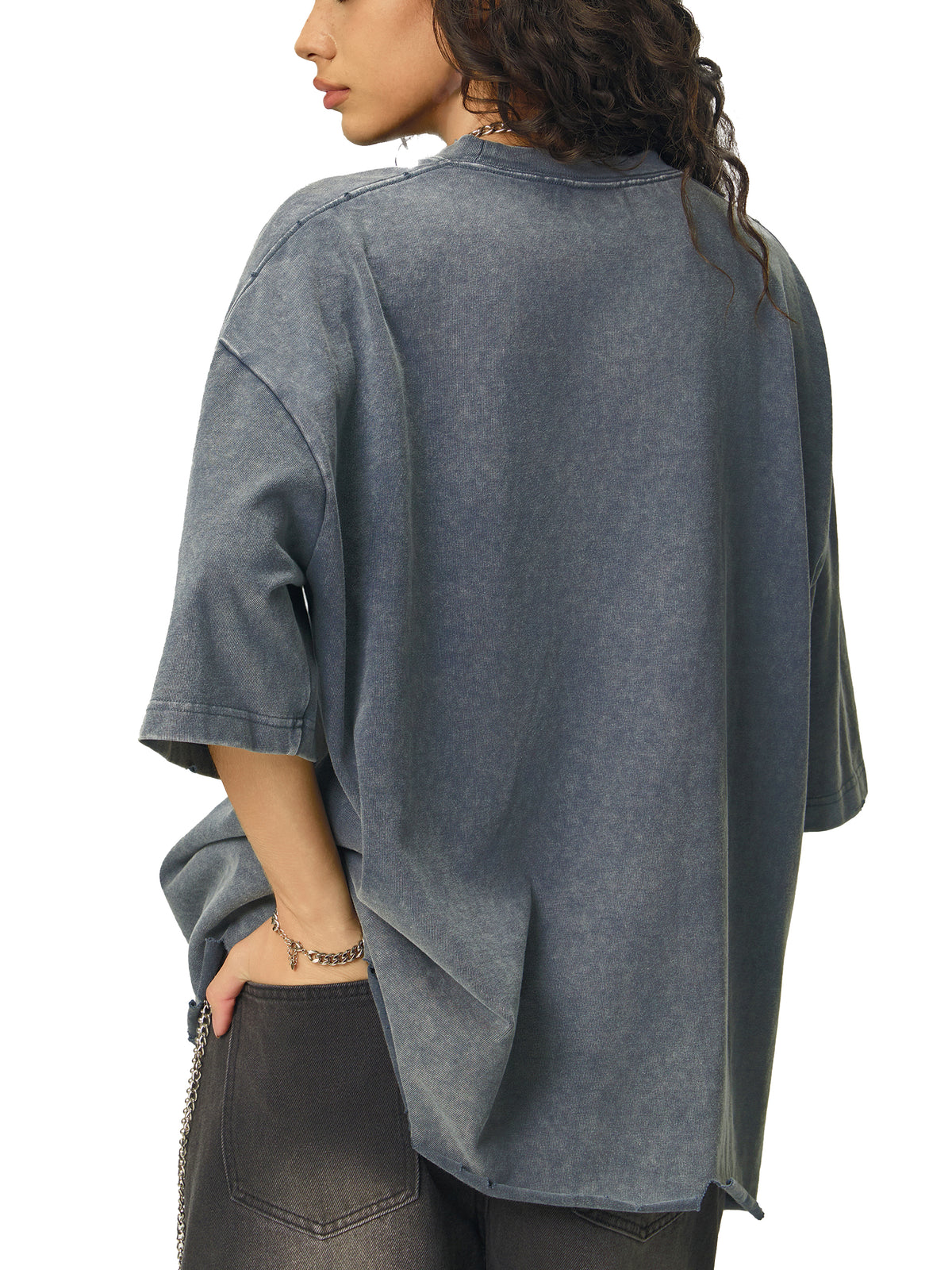 Snow Wash Raw-Hem Boxy T-shirt source image 10