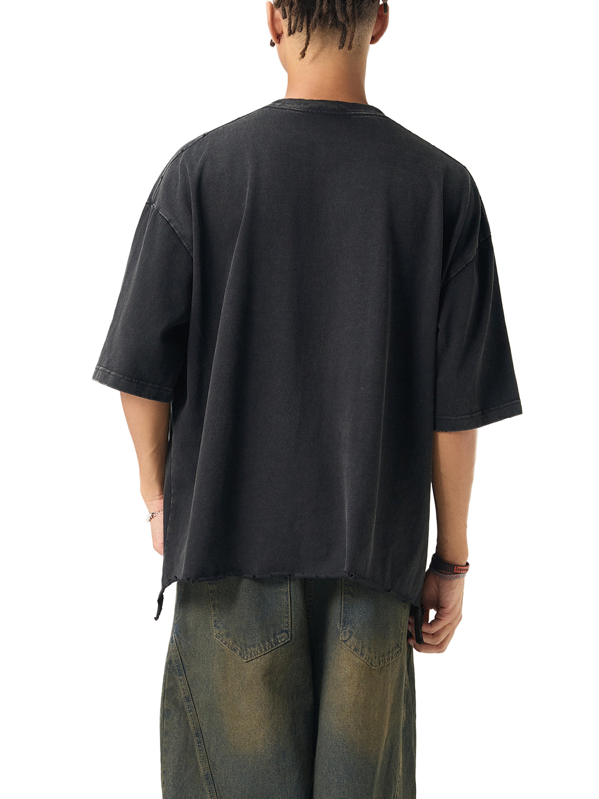 Snow Wash Raw-Hem Boxy T-shirt source image 5