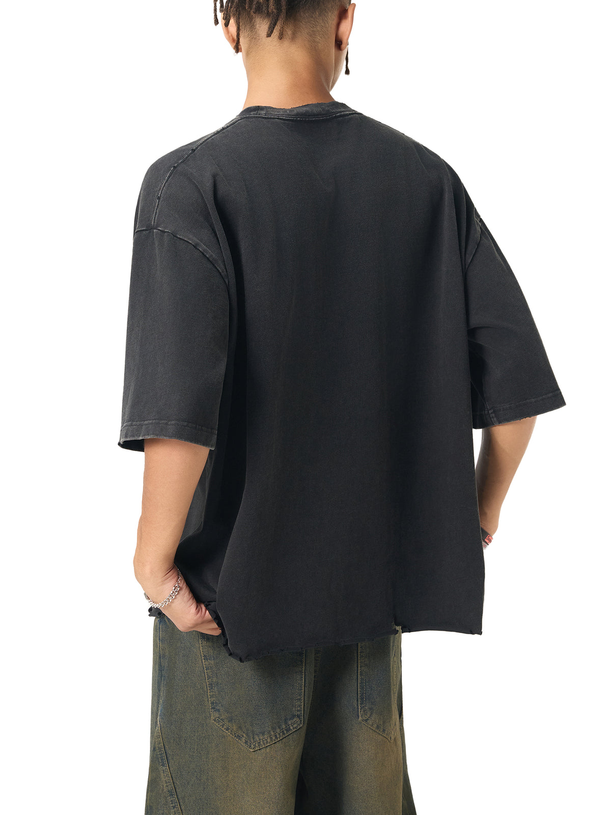 Snow Wash Raw-Hem Boxy T-shirt source image 7