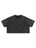 Snow Washed Crop Top – Classic Black front view