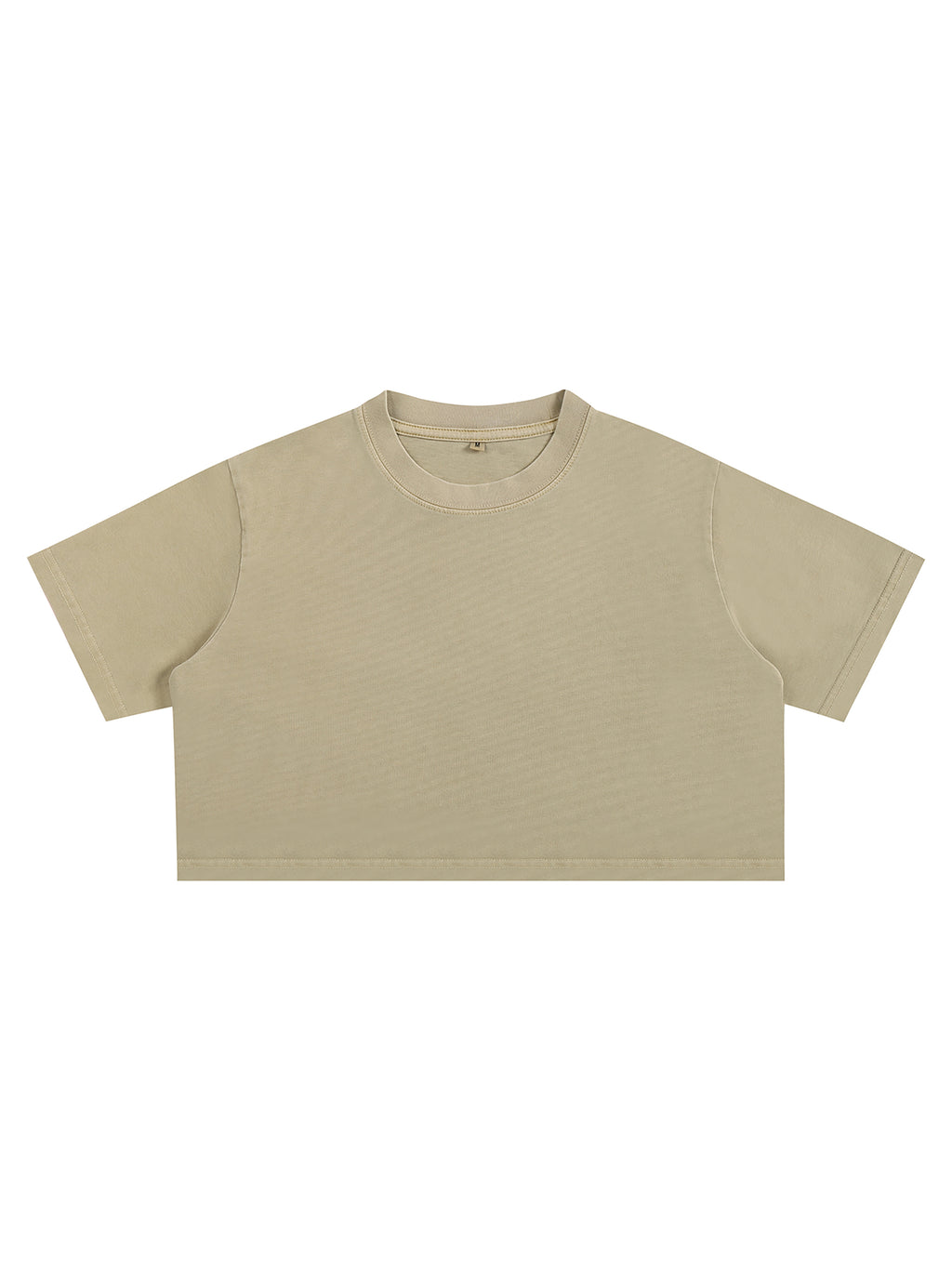 Snow Washed Crop Top – Khaki front view