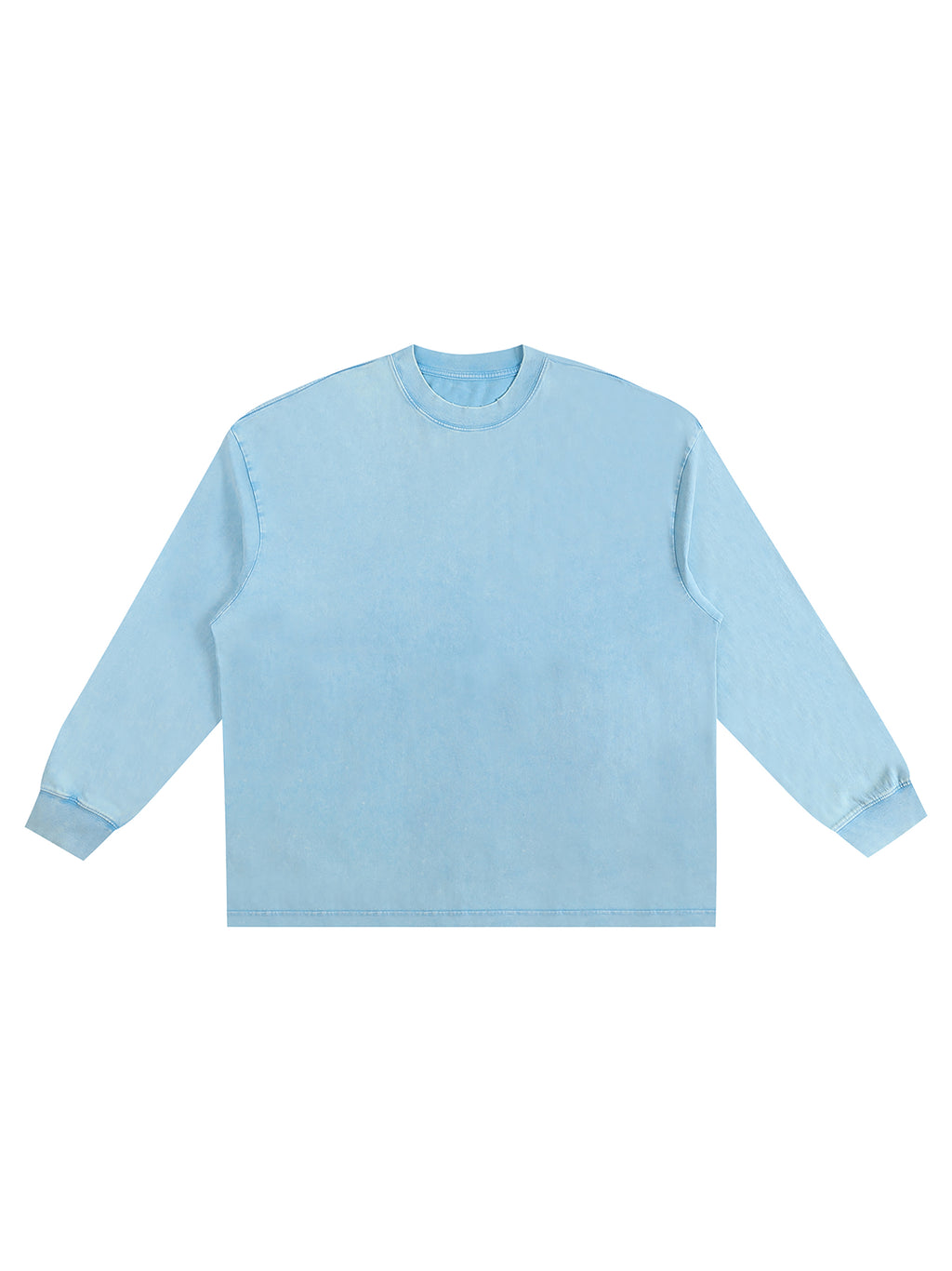 Snow Washed Frayed Edge T-Shirt – Sky Blue front view