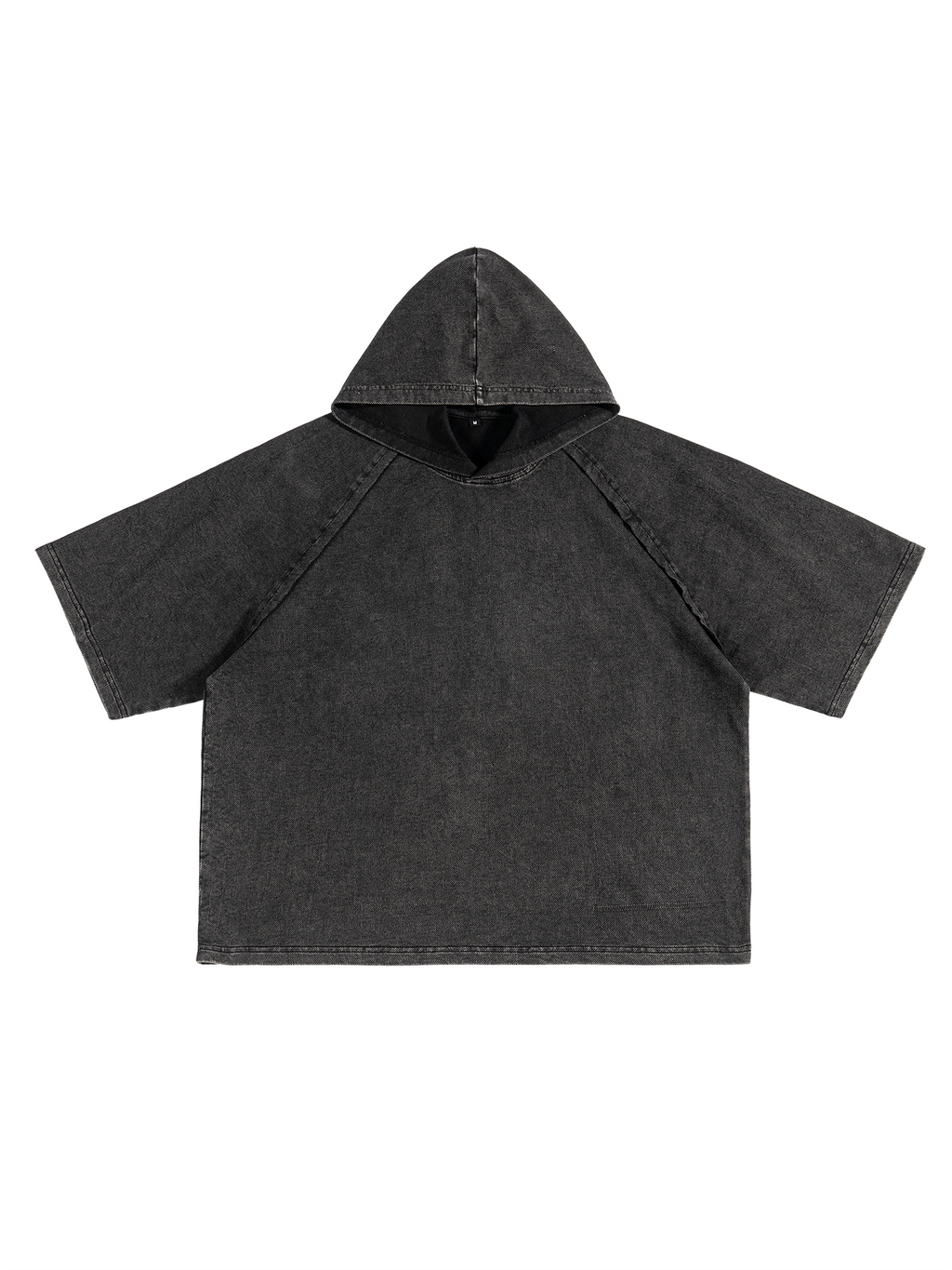 Snow Washed Hooded Boxy T-Shirt – Black front view
