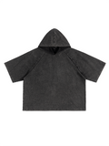 Snow Washed Hooded Boxy T-Shirt – Black front view