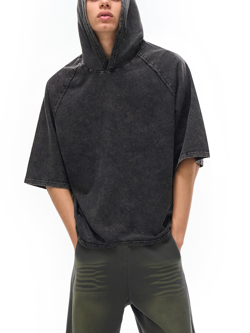 Snow Washed Hooded Boxy T-Shirt source image 3