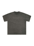 Snow Washed Raw-Edge Neckline T-Shirt – Clay Gray front view