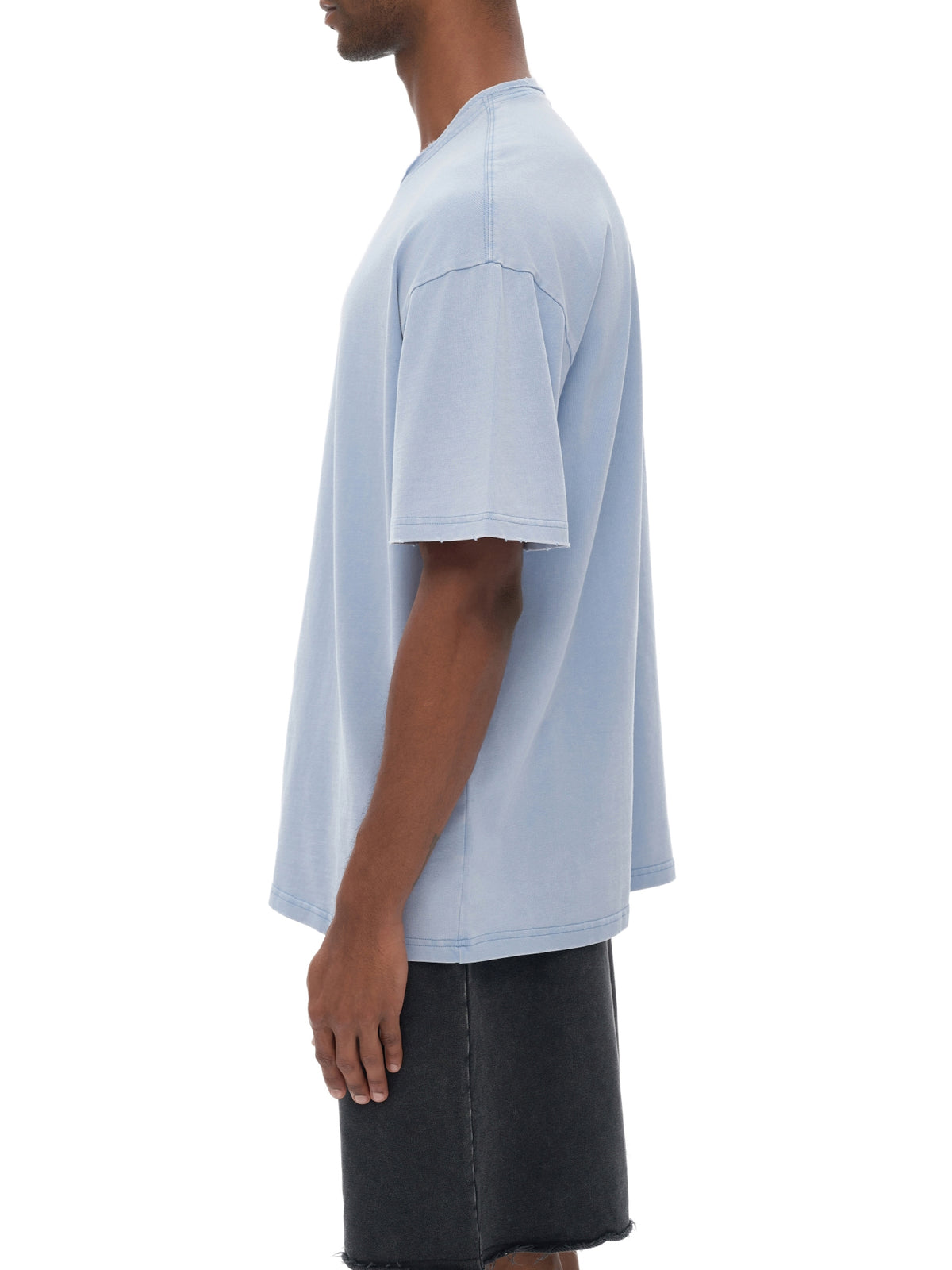 Snow Washed Raw-Edge Neckline T-Shirt source image 4