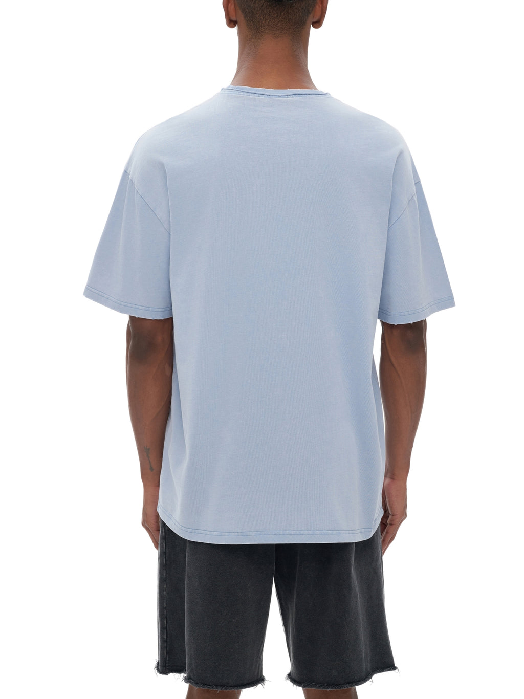 Snow Washed Raw-Edge Neckline T-Shirt source image 5