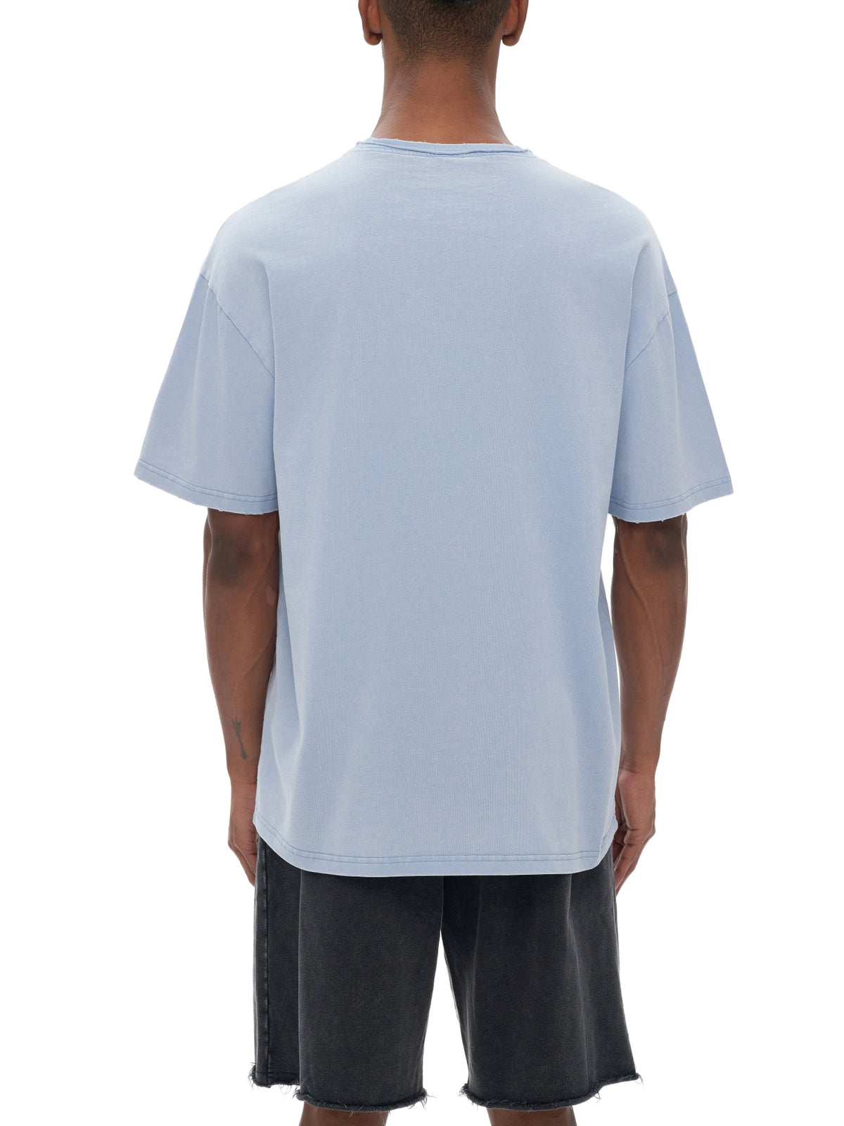 Snow Washed Raw-Edge Neckline T-Shirt source image 5