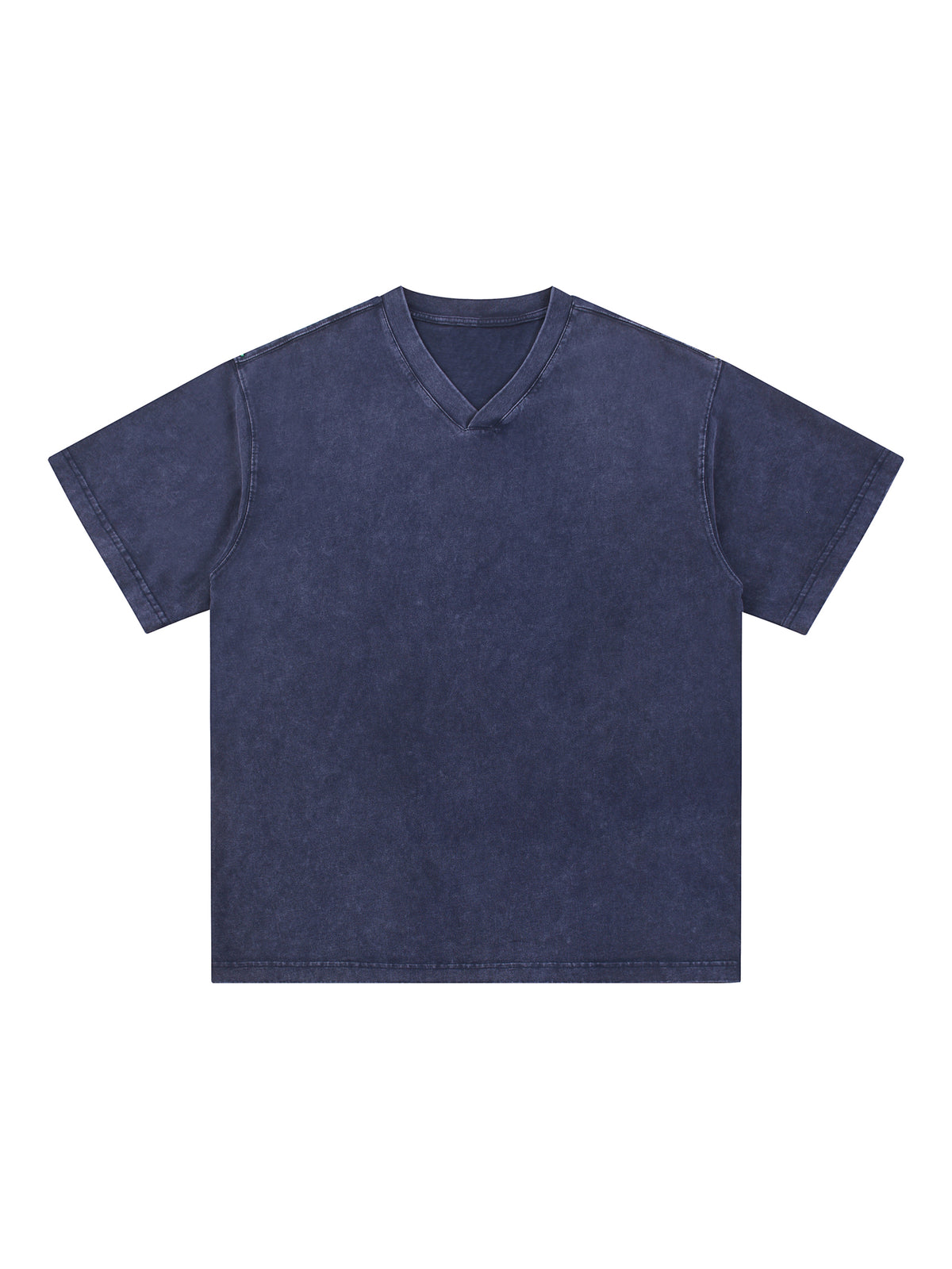 Snow Washed V-Neck Cotton T-Shirt – Royal Blue front view