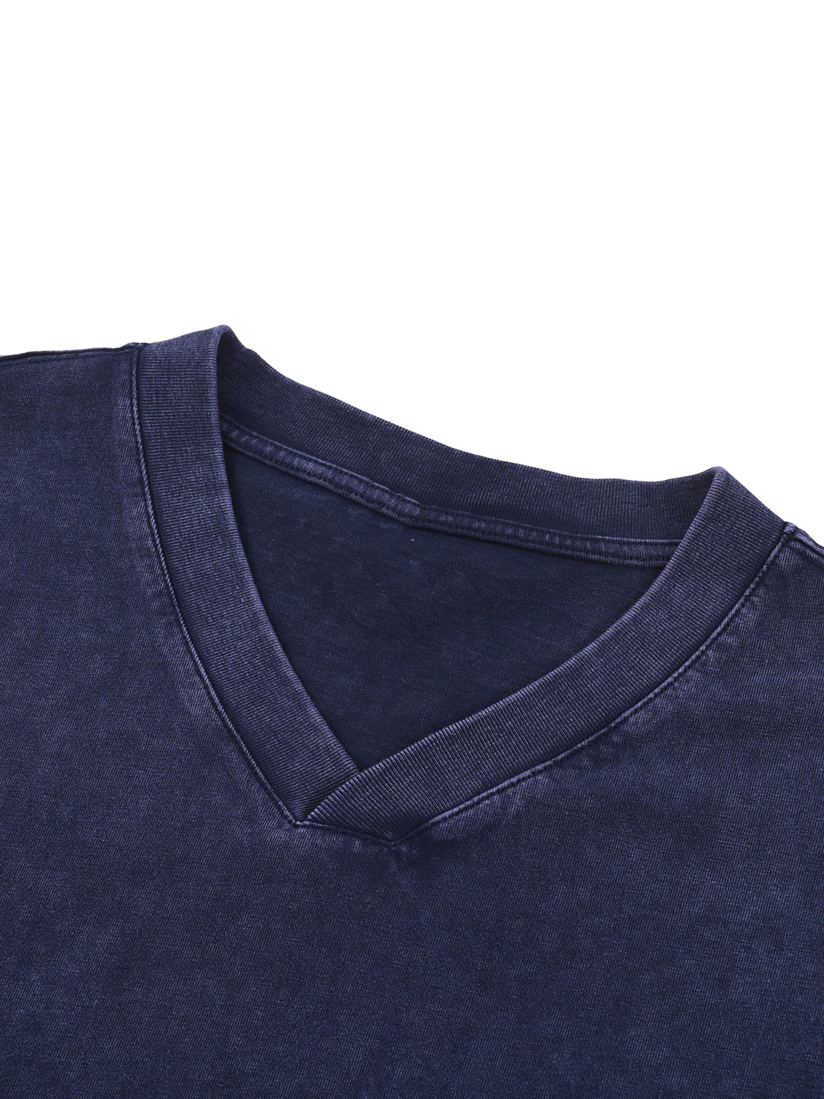Snow Washed V-Neck Cotton T-Shirt source image 3