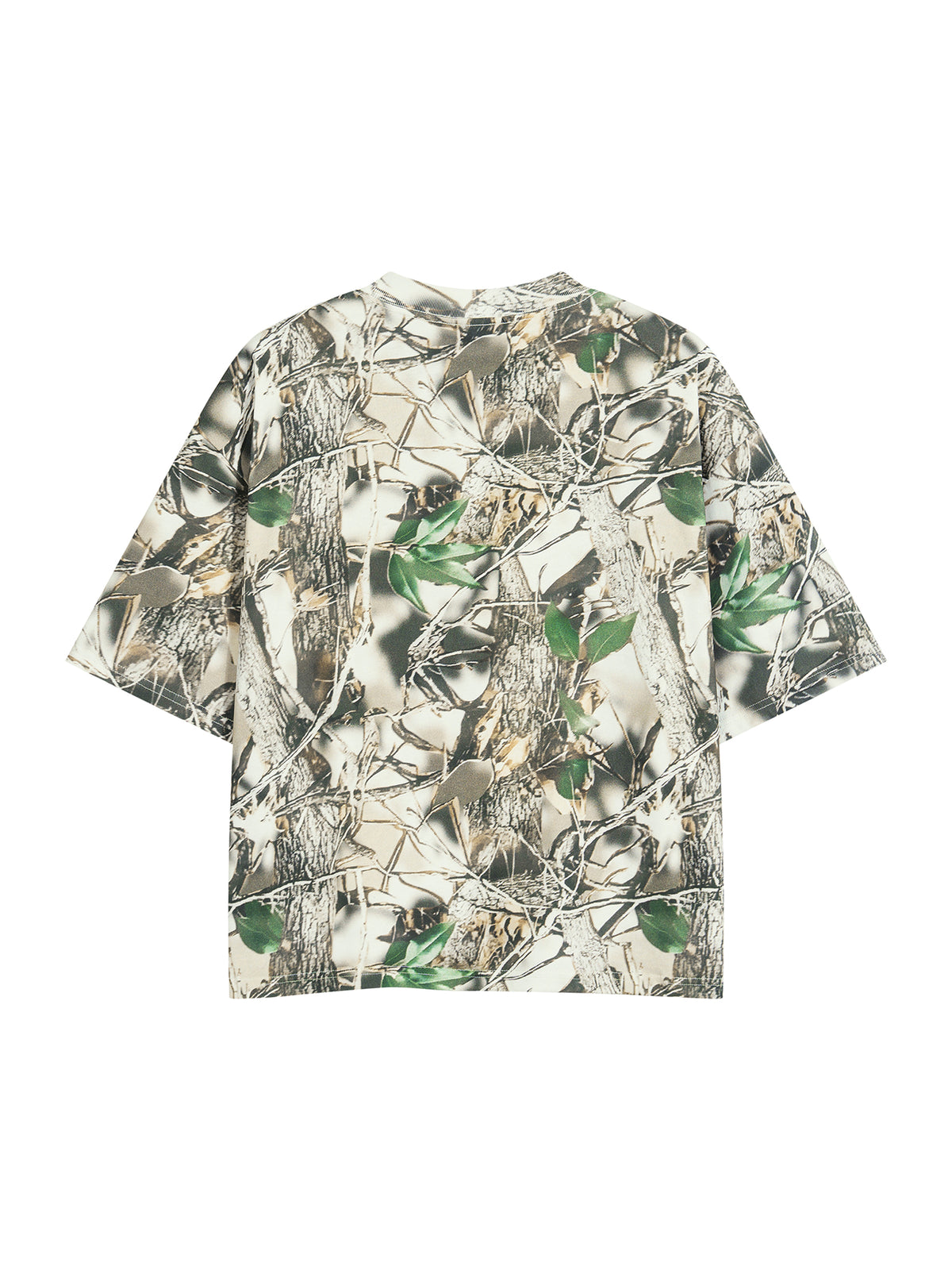Unisex Tree Camo Boxy T-Shirt back flat view