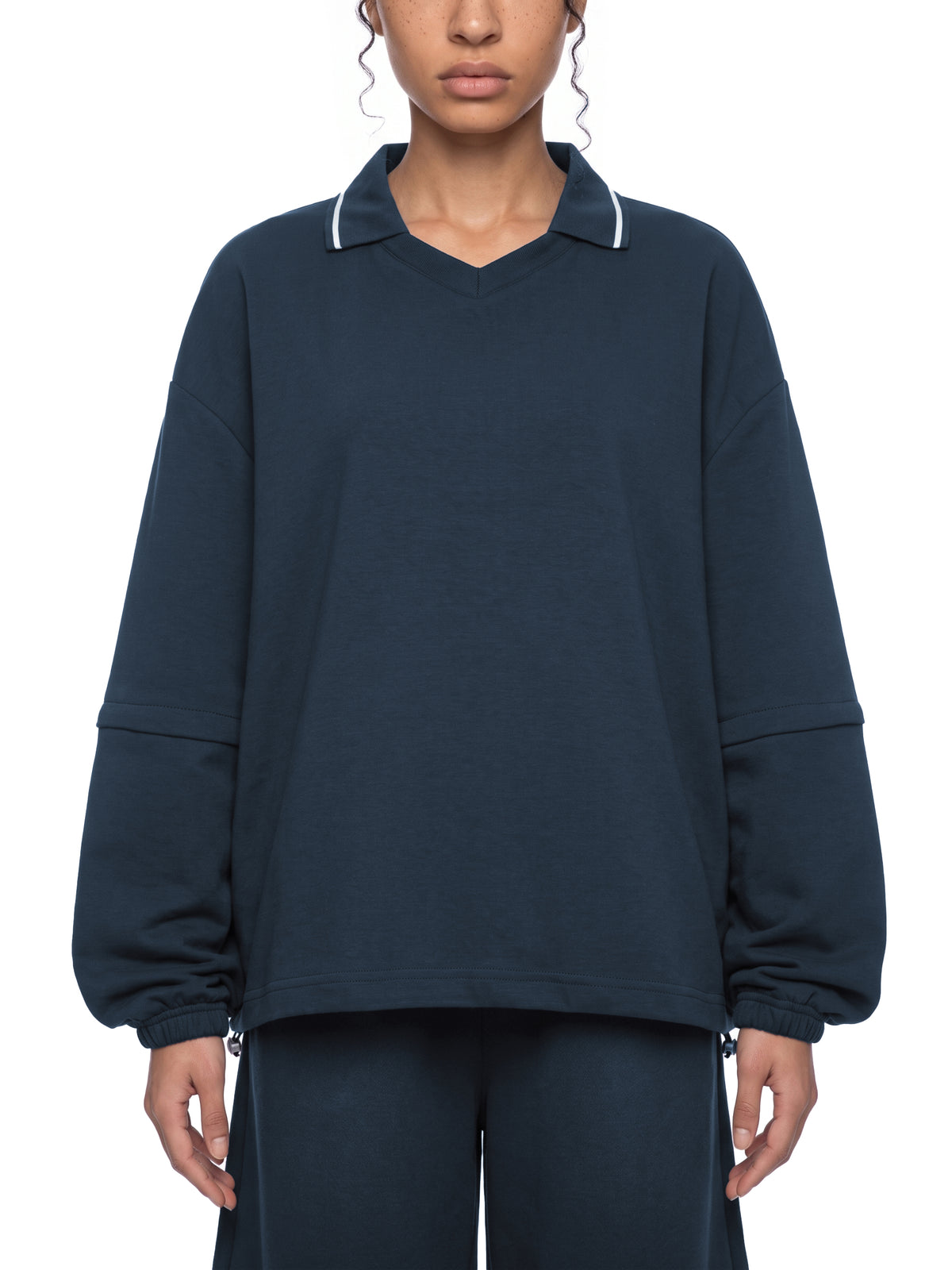 Unisex Boxy Collared Detachable Sweatshirt