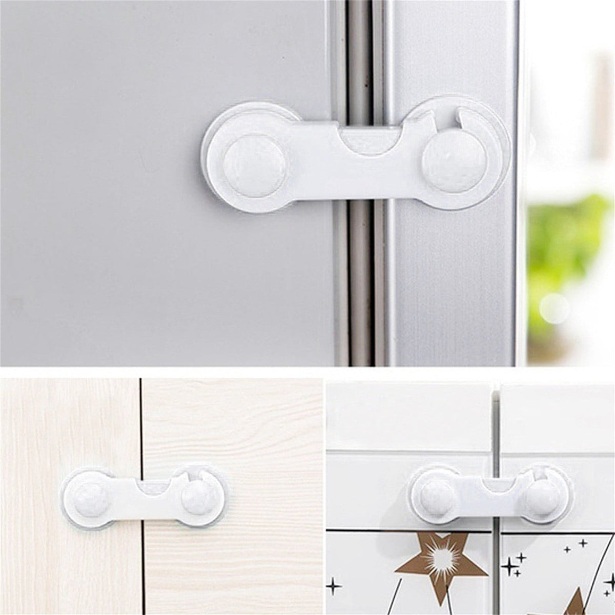 Cabinet Locks for Pet Safety Plastic Latches with Adhesive for Drawer Cupboards Closet and Pantry