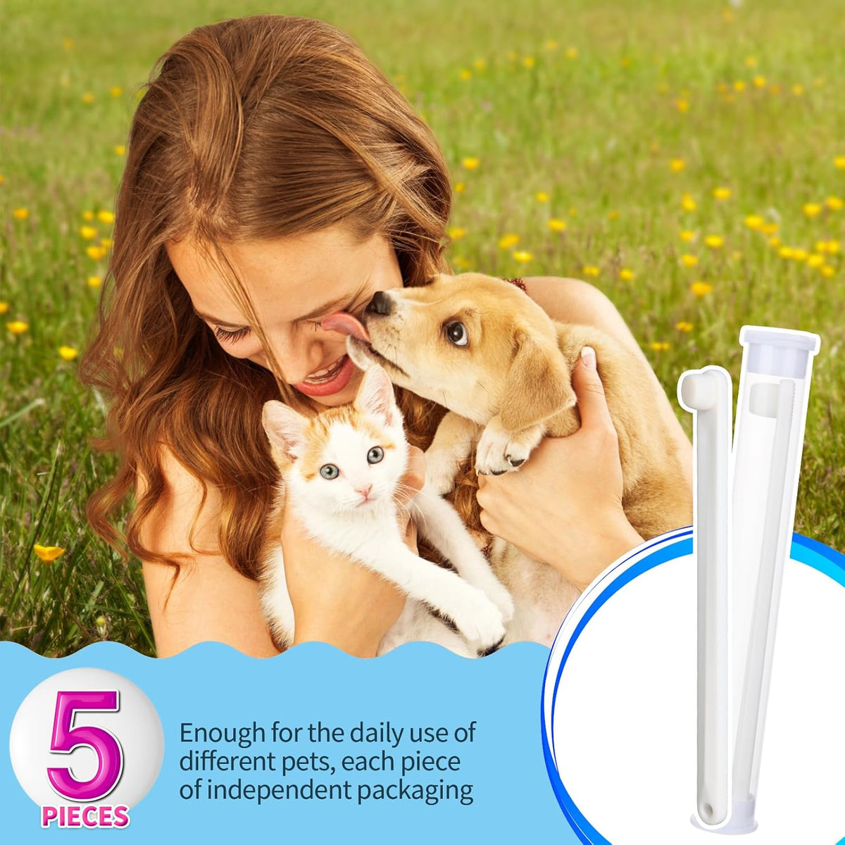 Petluno Small Dog & Cat Toothbrush 5 Set Micro Nano Bristles to Clean pet Teeth