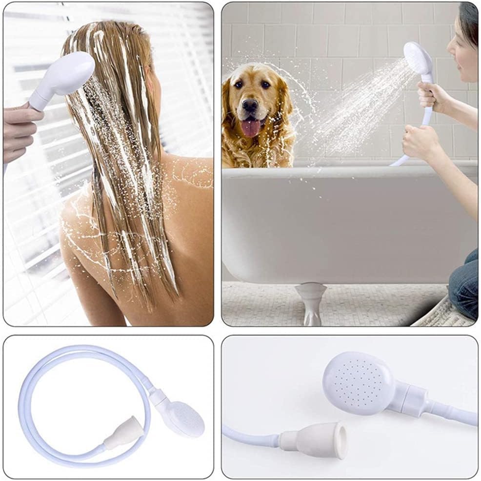 Portable Rubber Hose Spray 1.3 Meters Pet Shower Sprayer Hand Held Hose Hose Bath Tub Sink Spray Attachment for Washing Hair Pet Shower