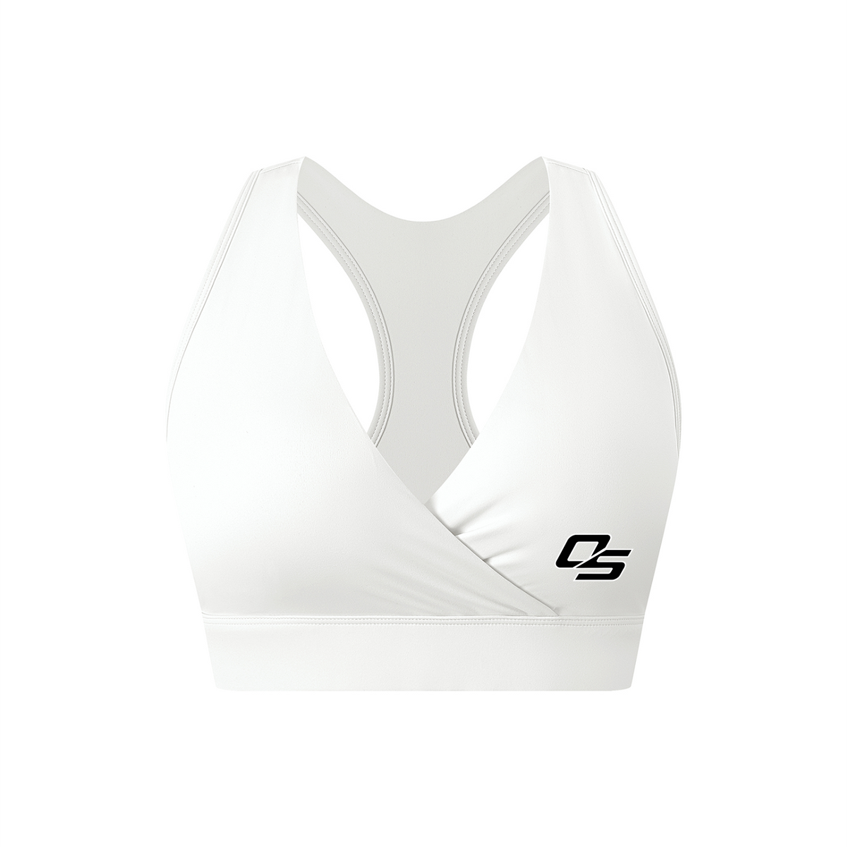 Women's Crossover V-Neck Sports Bra V2 in White - front mockup