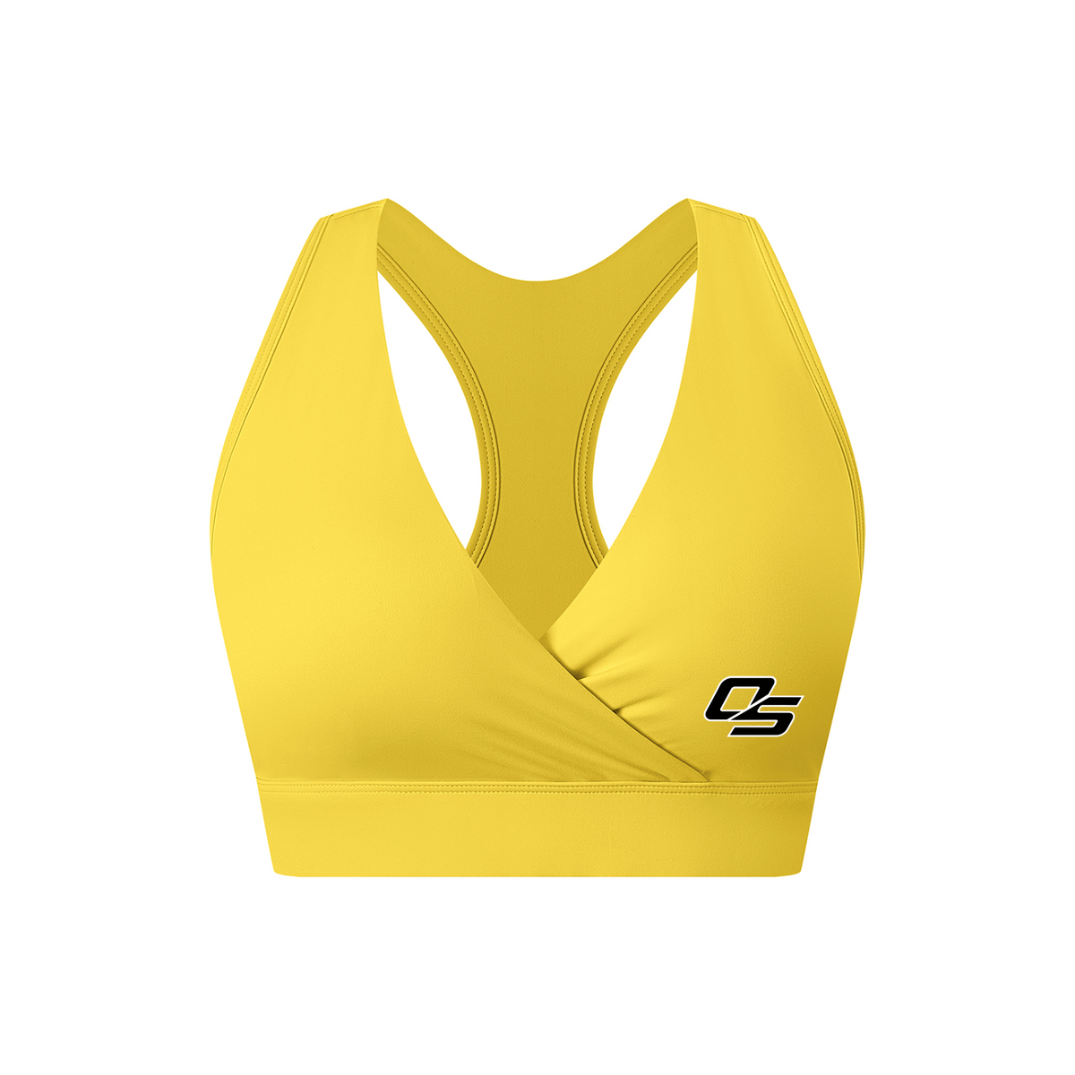 Women's Crossover V-Neck Sports Bra V2 in Yellow - front mockup
