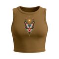Celestial Butterfly Women’s Crewneck Crop Tank Top V2 - Brown front mockup