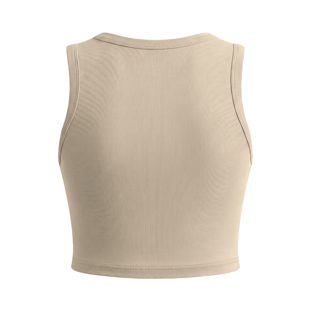 Celestial Butterfly Women’s Crewneck Crop Tank Top V2 - Khaki back mockup