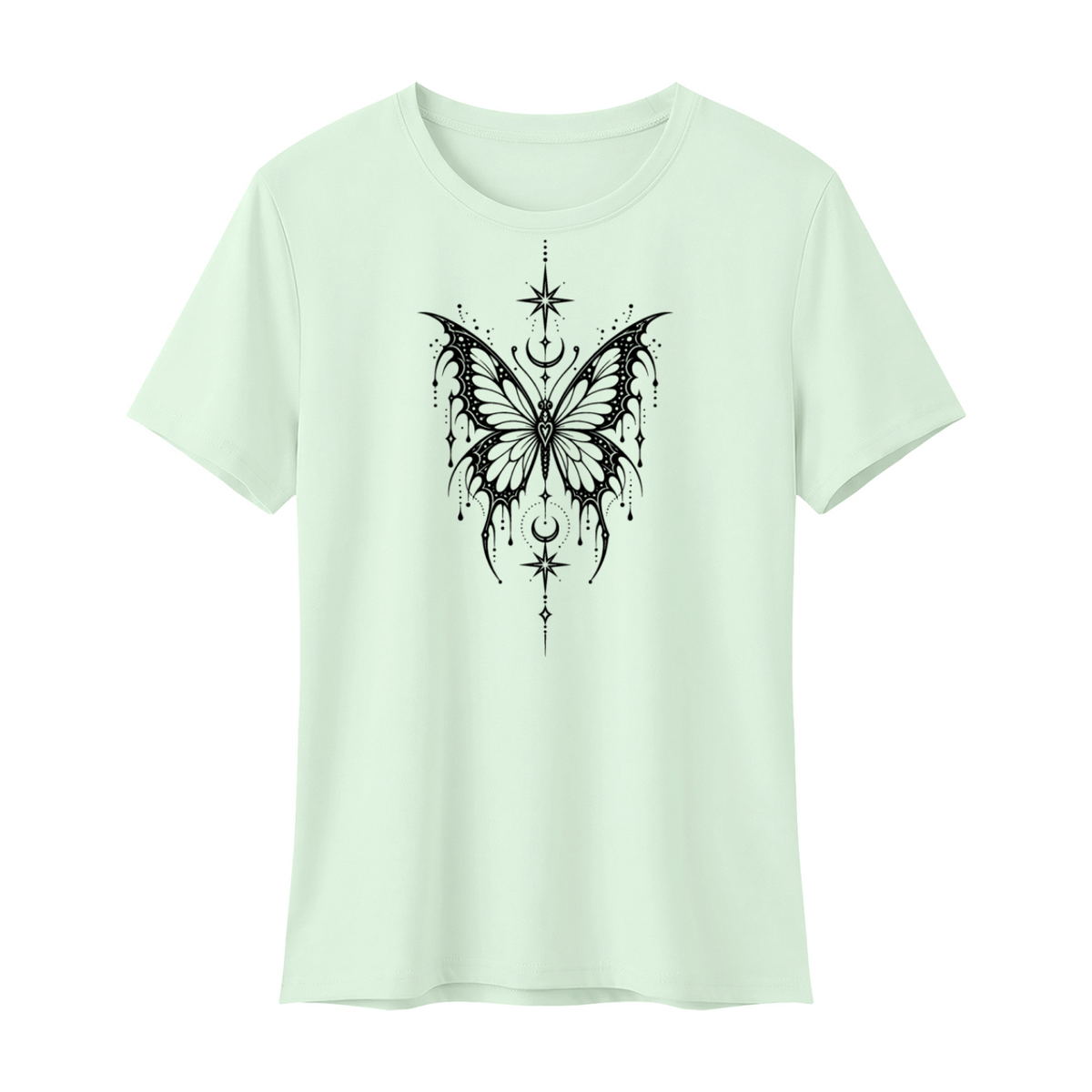 Celestial Butterfly Women's Regular Fit T-Shirt V2 - Light Green front mockup