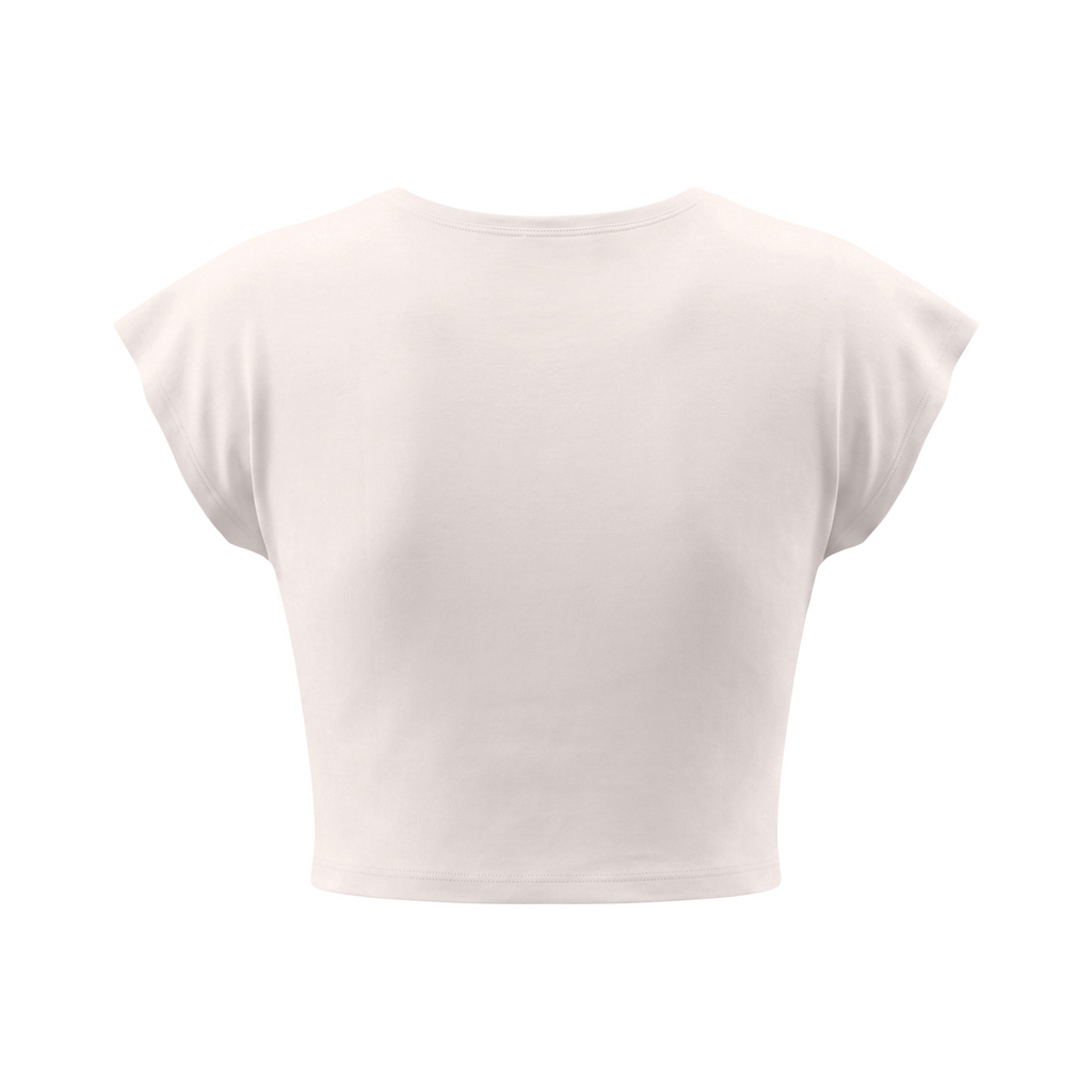 Feelin Lucky Women's Slim Crop Graphic T-Shirt V2 - Apricot back mockup