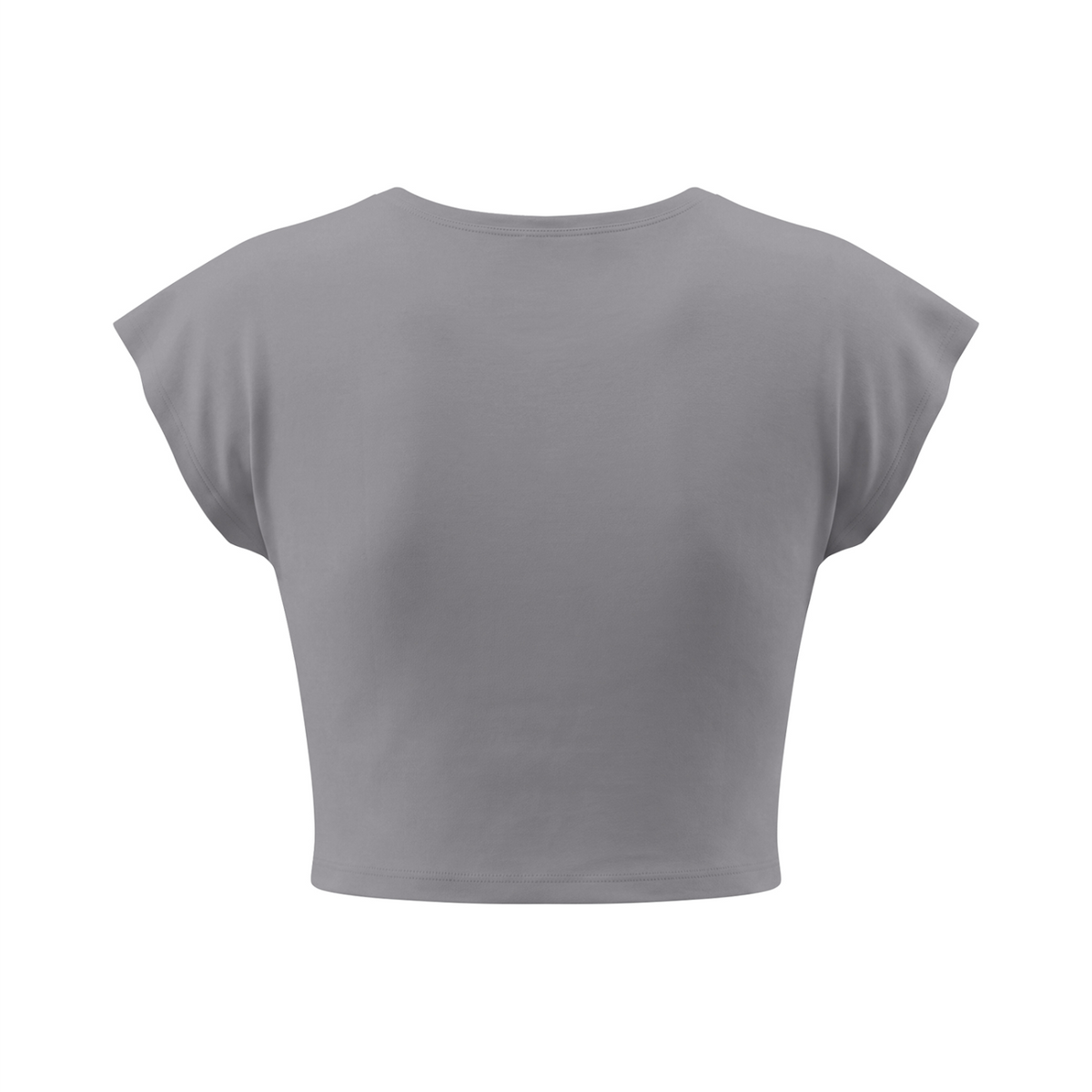 Feelin Lucky Women's Slim Crop Graphic T-Shirt V2 - Gray back mockup
