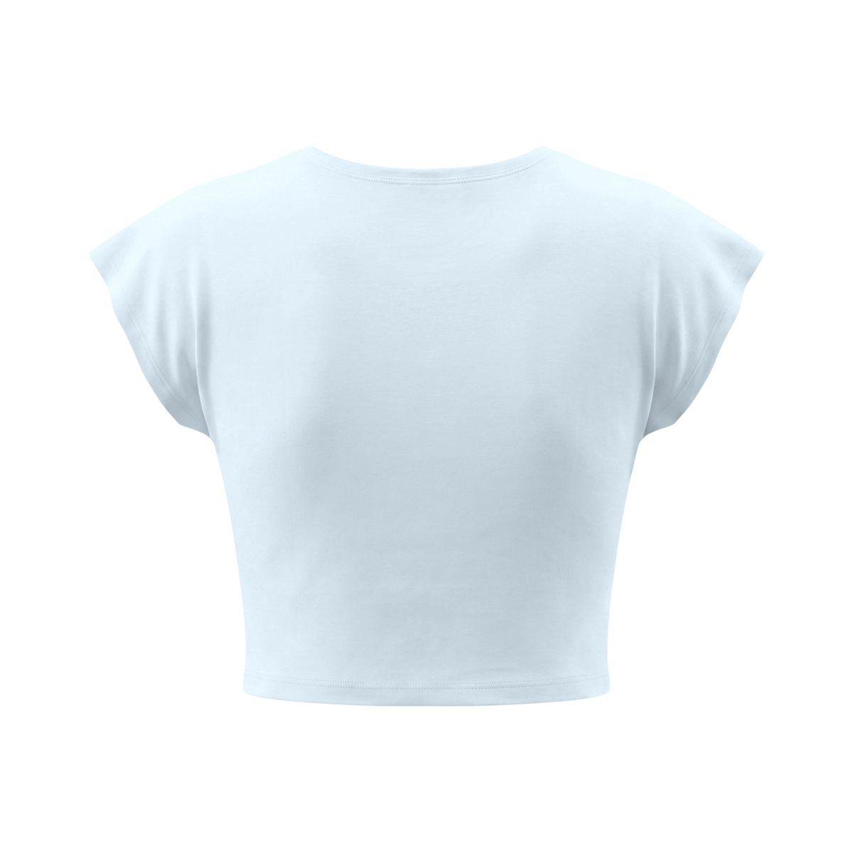 Feelin Lucky Women's Slim Crop Graphic T-Shirt V2 - Light Blue back mockup