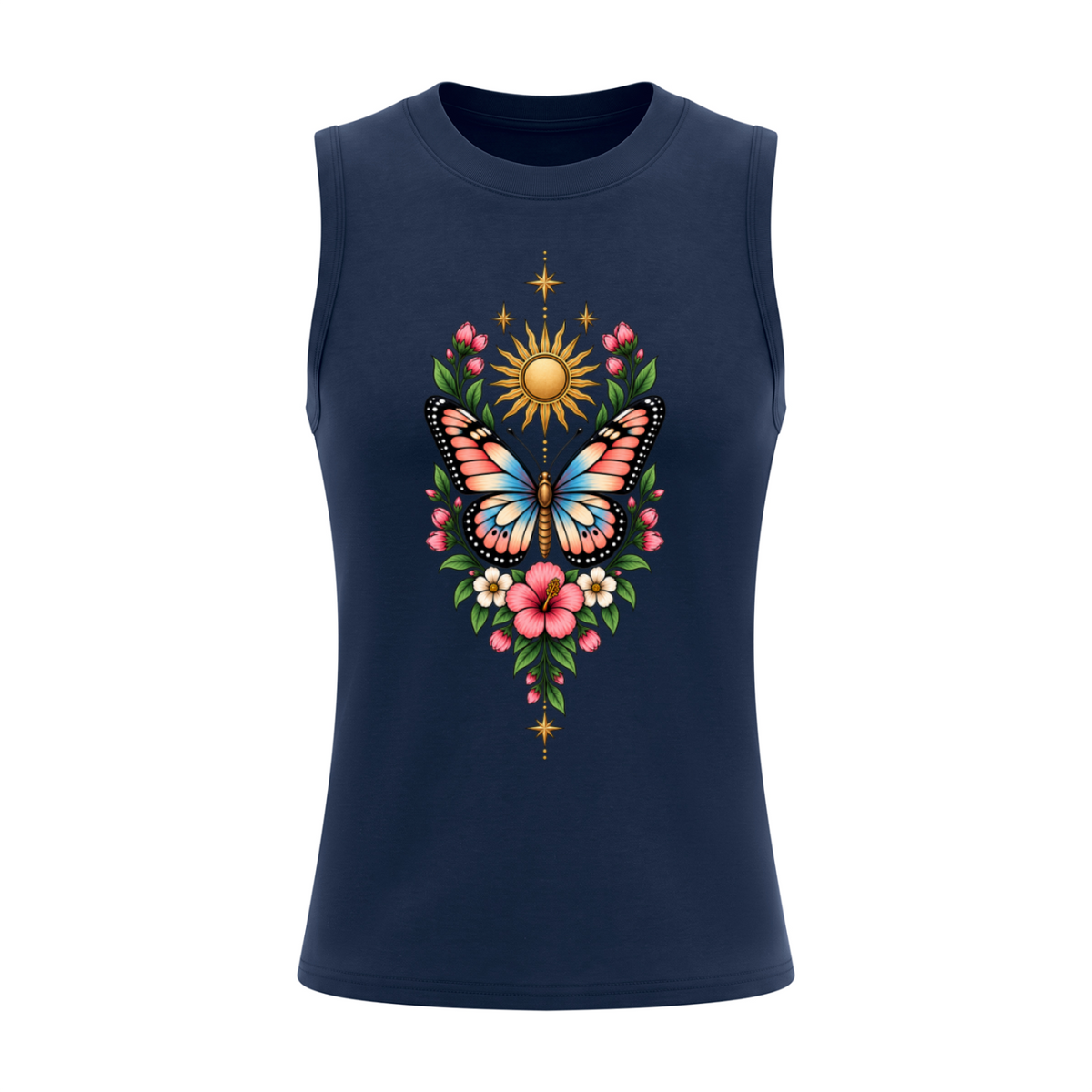 Celestial Butterfly Women’s Slim Tank Top V2 - Navy Blue front mockup