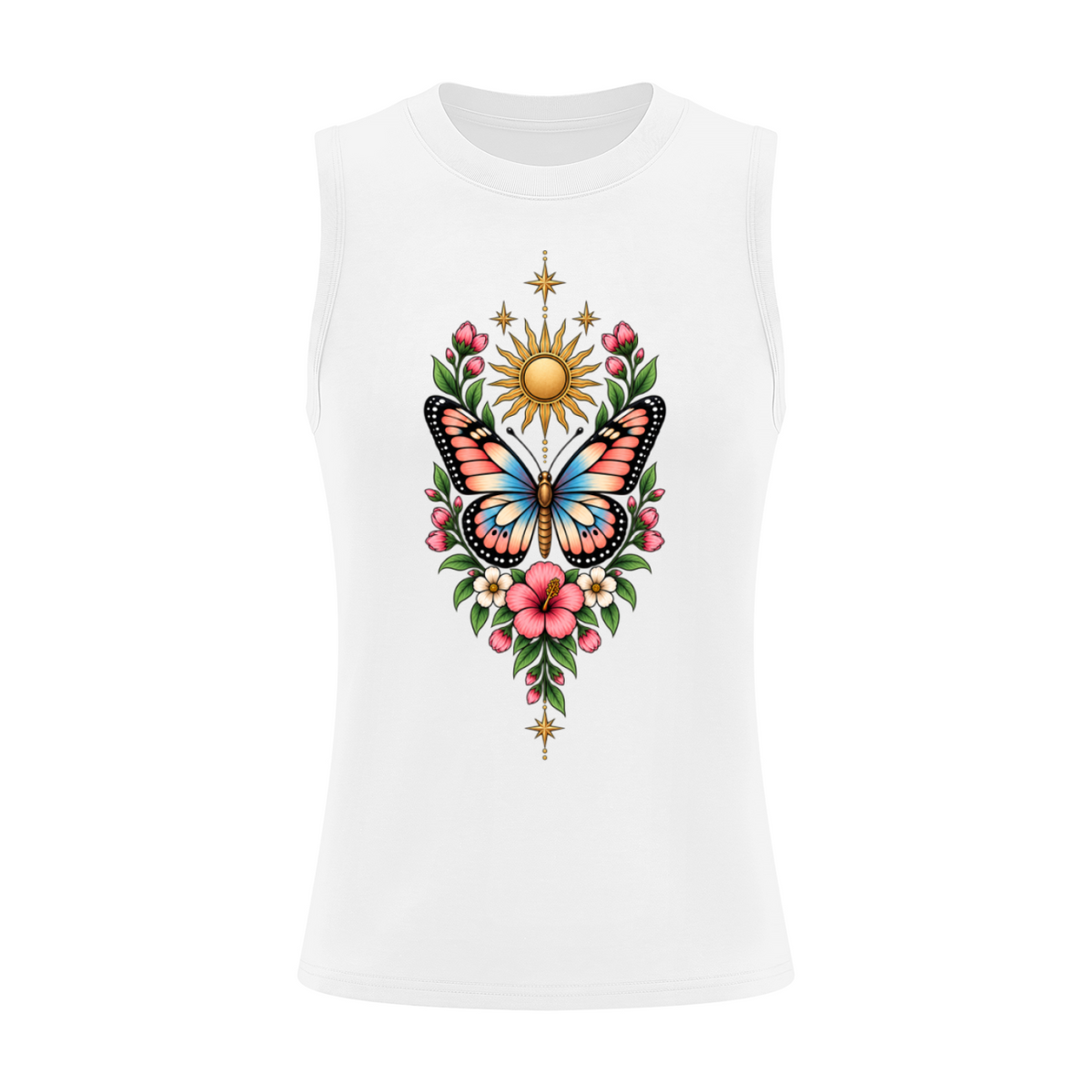 Celestial Butterfly Women’s Slim Tank Top V2 - White front mockup