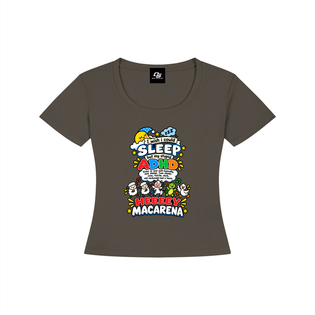 ADHD Macarena Women's Tencel Baby T-Shirt V2 - Gray Coffee front