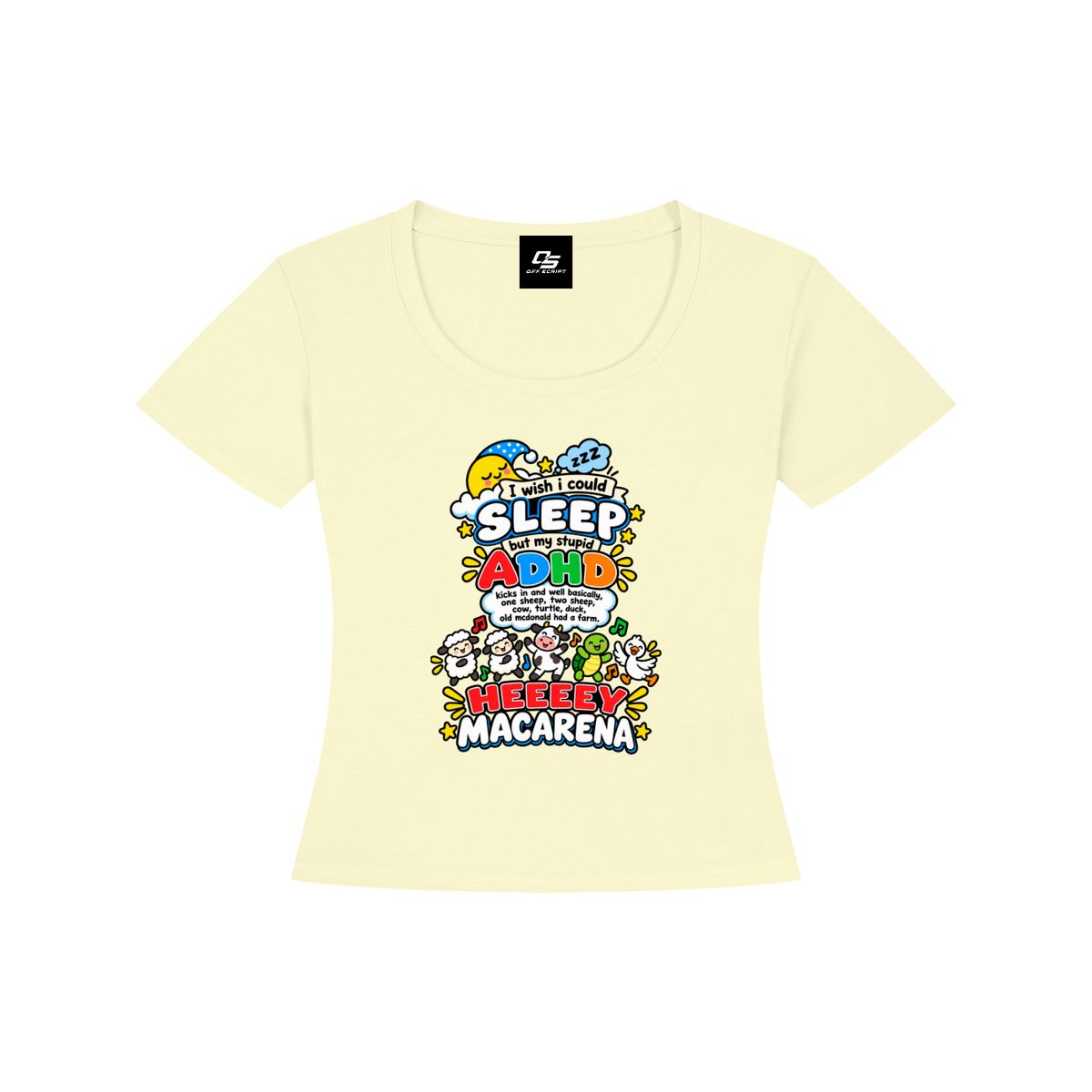 ADHD Macarena Women's Tencel Baby T-Shirt V2 - Light Yellow front