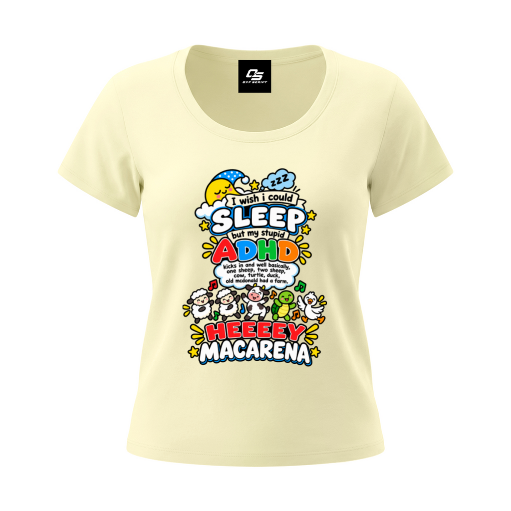 ADHD Macarena Women's Tencel Baby T-Shirt V2 - Light Yellow front 3D mockup