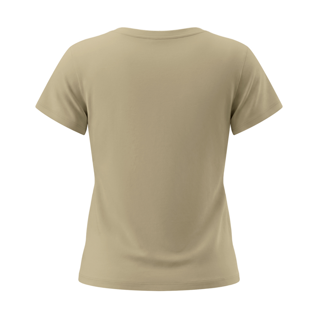 ADHD Macarena Women's Tencel Baby T-Shirt V2 - Pale Khaki back 3D mockup