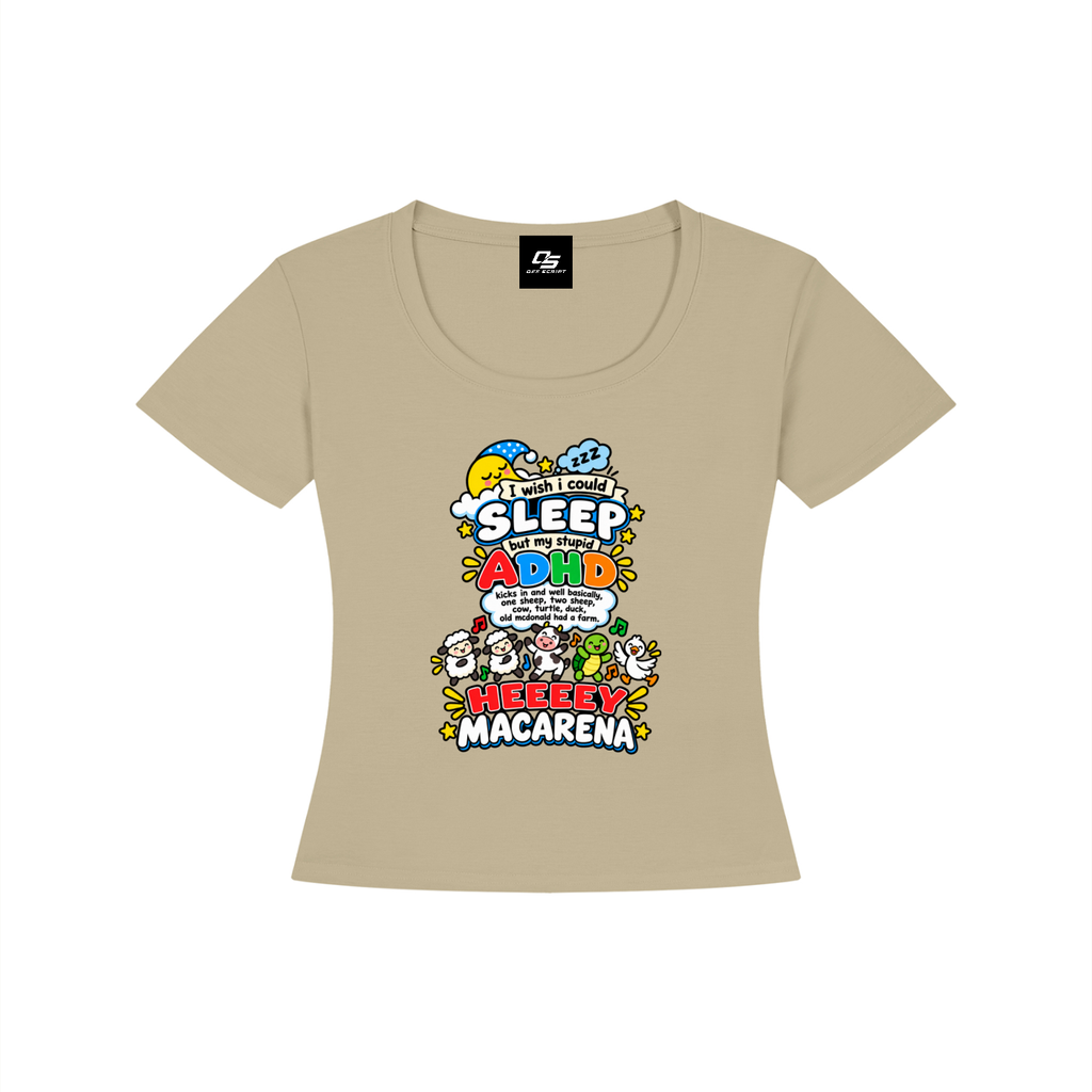 ADHD Macarena Women's Tencel Baby T-Shirt V2 - Pale Khaki front