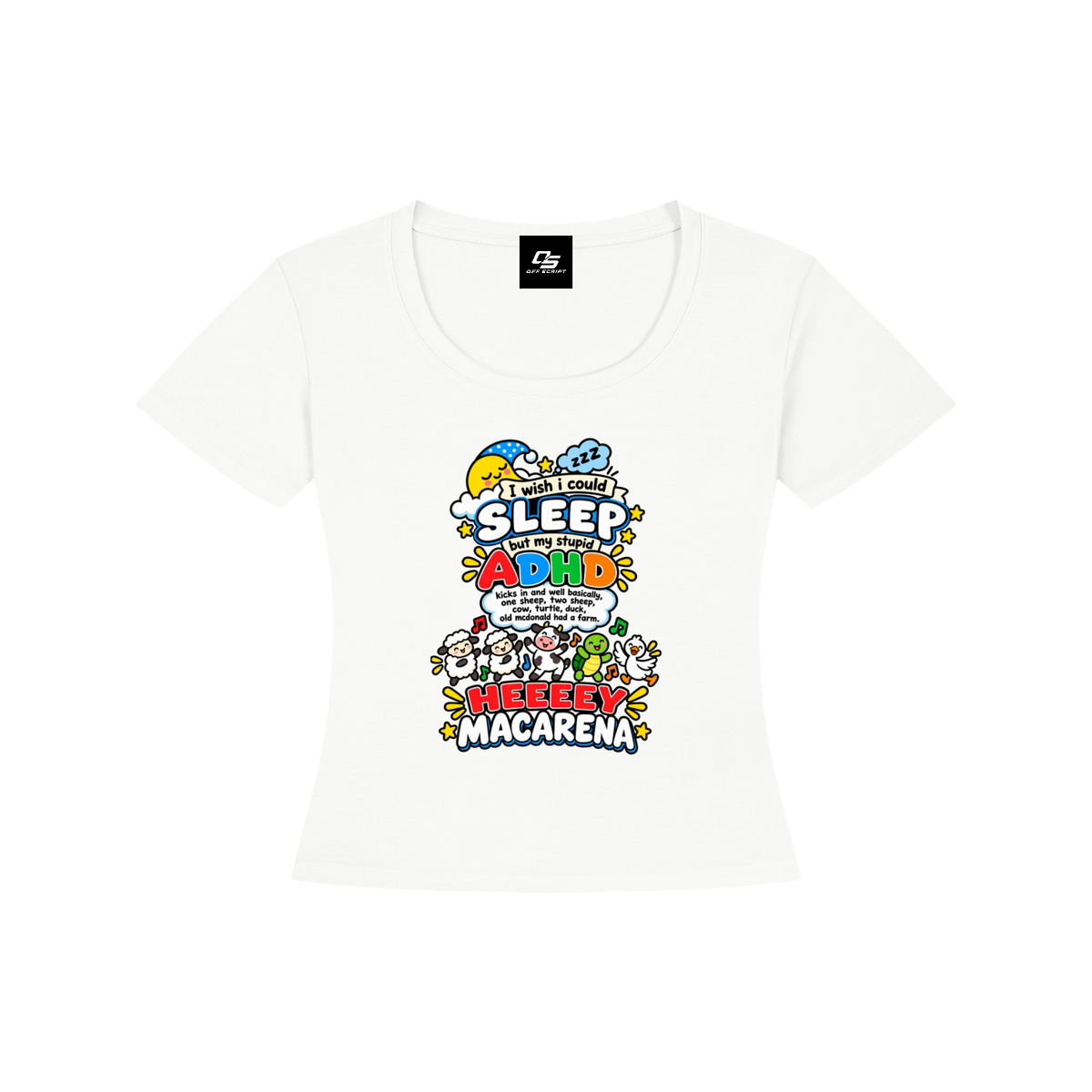 ADHD Macarena Women's Tencel Baby T-Shirt V2 - White front
