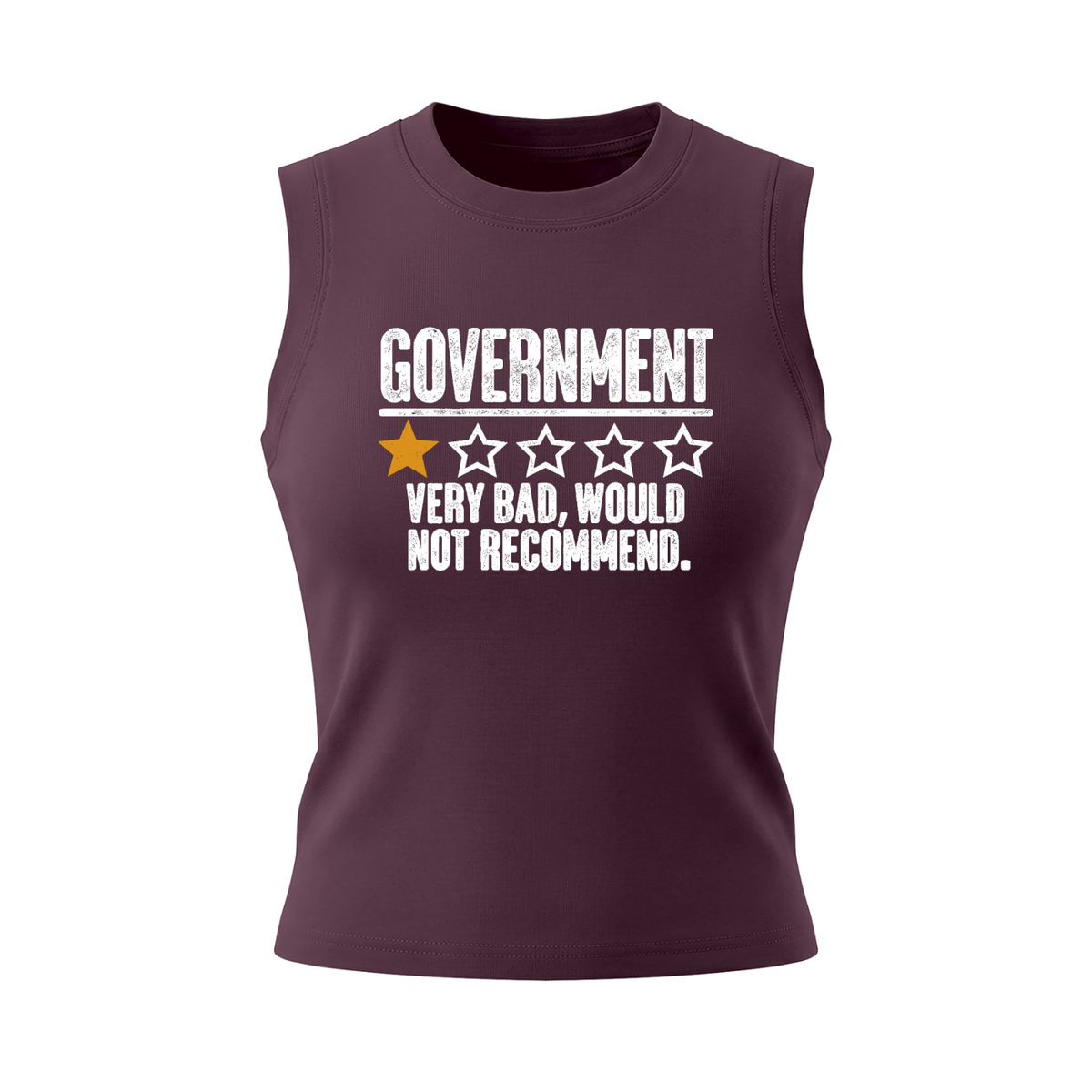 Government Very Bad Would Not Recommend Women's Graphic Tank Top V2 – Plum Purple front 3D mockup
