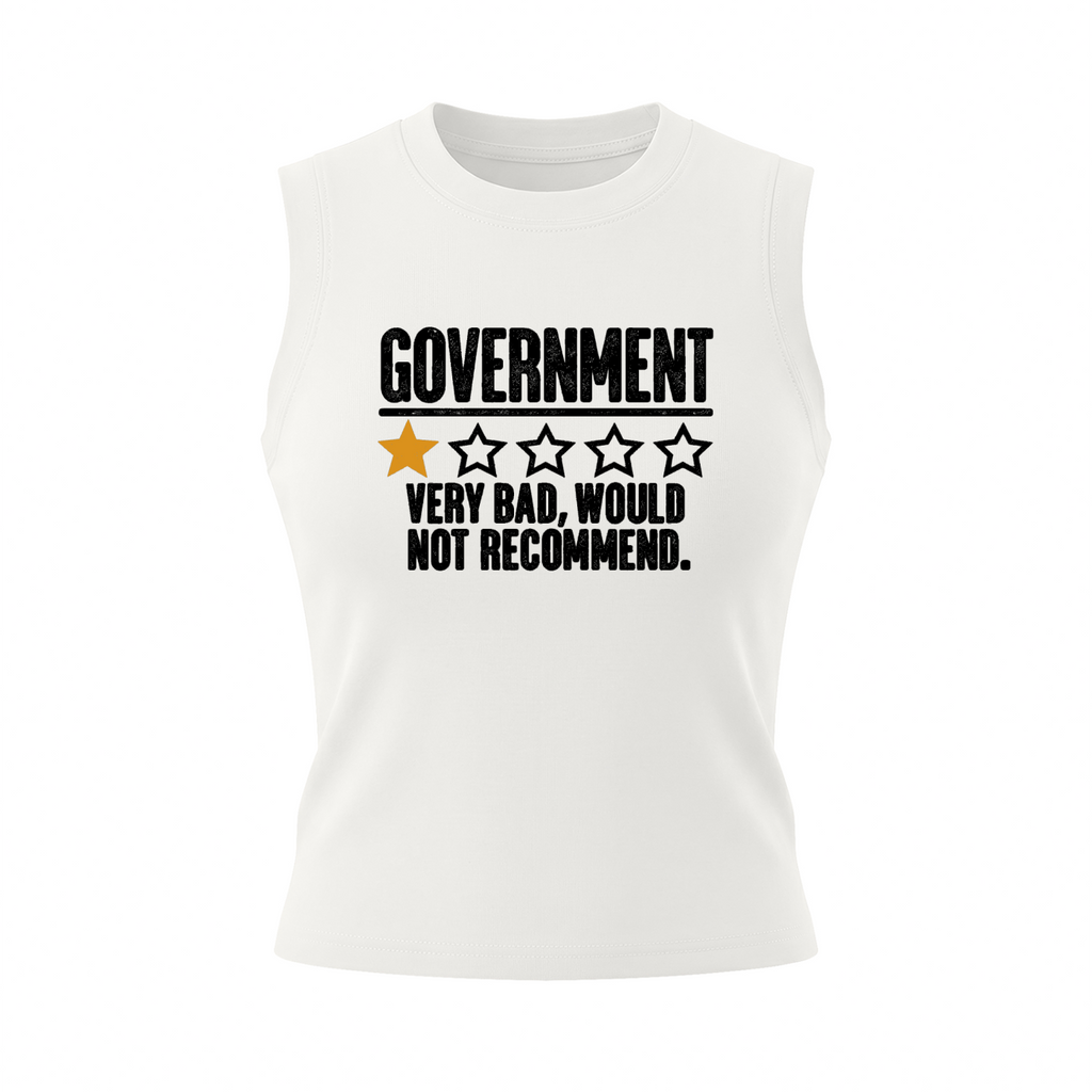 Government Very Bad Would Not Recommend Women's Graphic Tank Top V2 – White front 3D mockup
